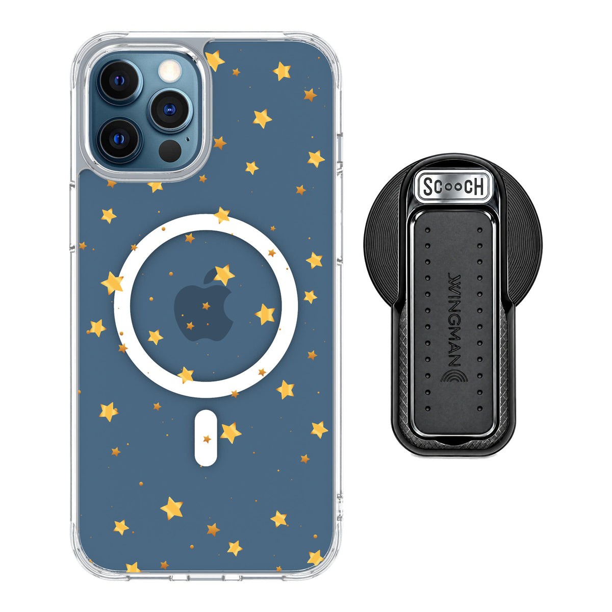 Scooch MagCase Gold Stars for iPhone 12 Pro — MagSafe Wingback Bundle - Black