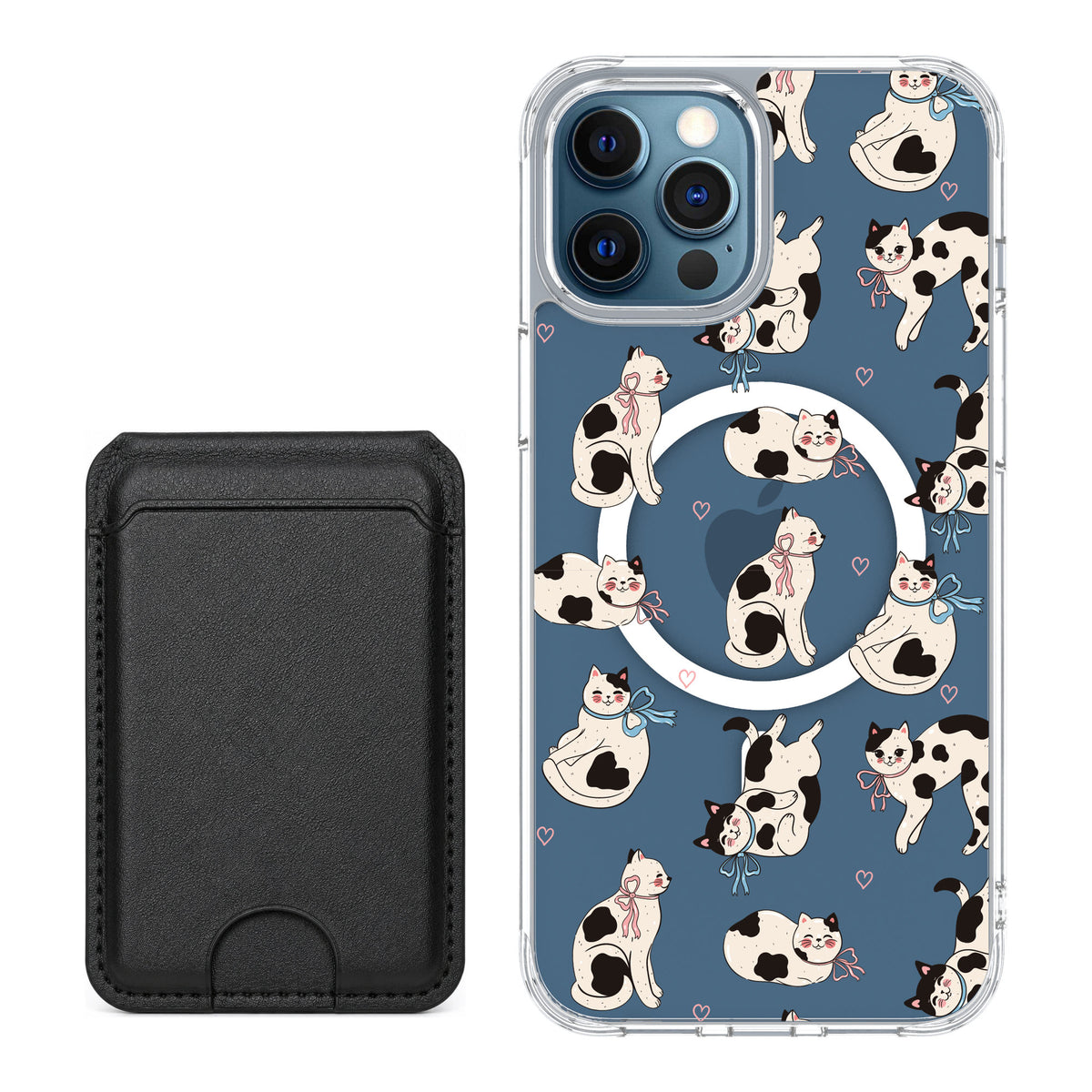 Scooch MagCase Bow Kitties for iPhone 12 Pro — Black MagWallet Bundle
