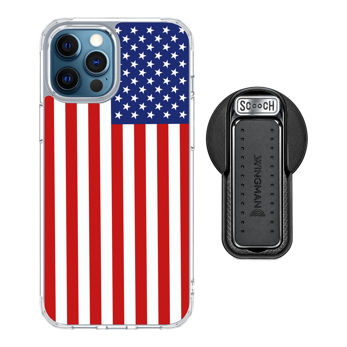 Scooch MagCase Stars And Stripes for iPhone 12 Pro — MagSafe Wingback Bundle - Black