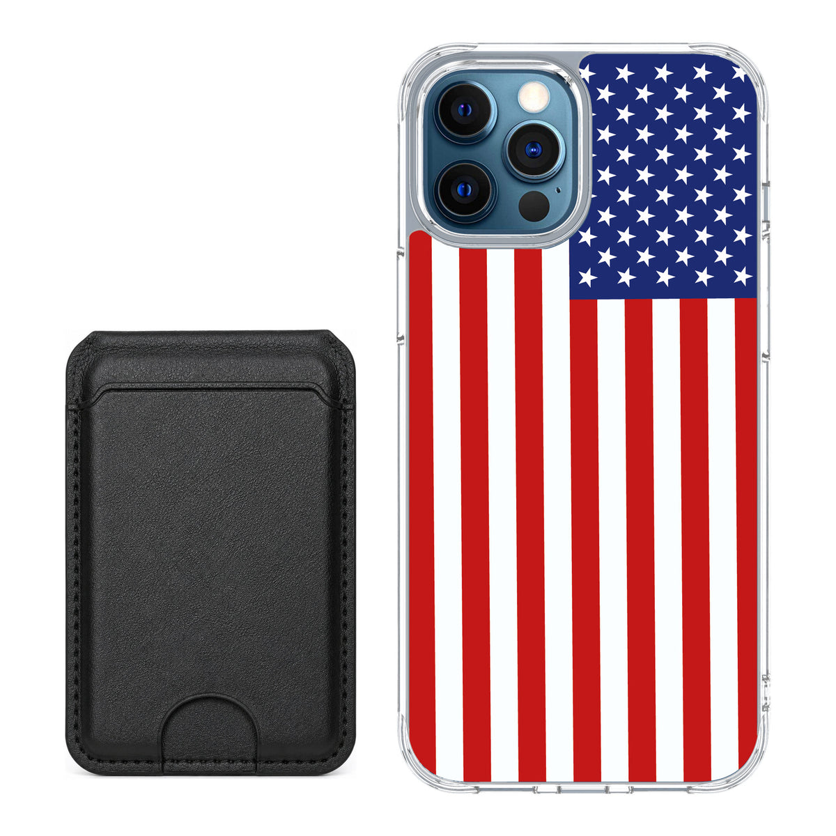 Scooch MagCase Stars And Stripes for iPhone 12 Pro — Black MagWallet Bundle