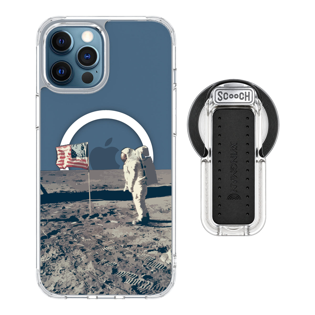 Scooch MagCase Lunar Landing for iPhone 12 Pro — MagSafe Wingback Bundle - Clear