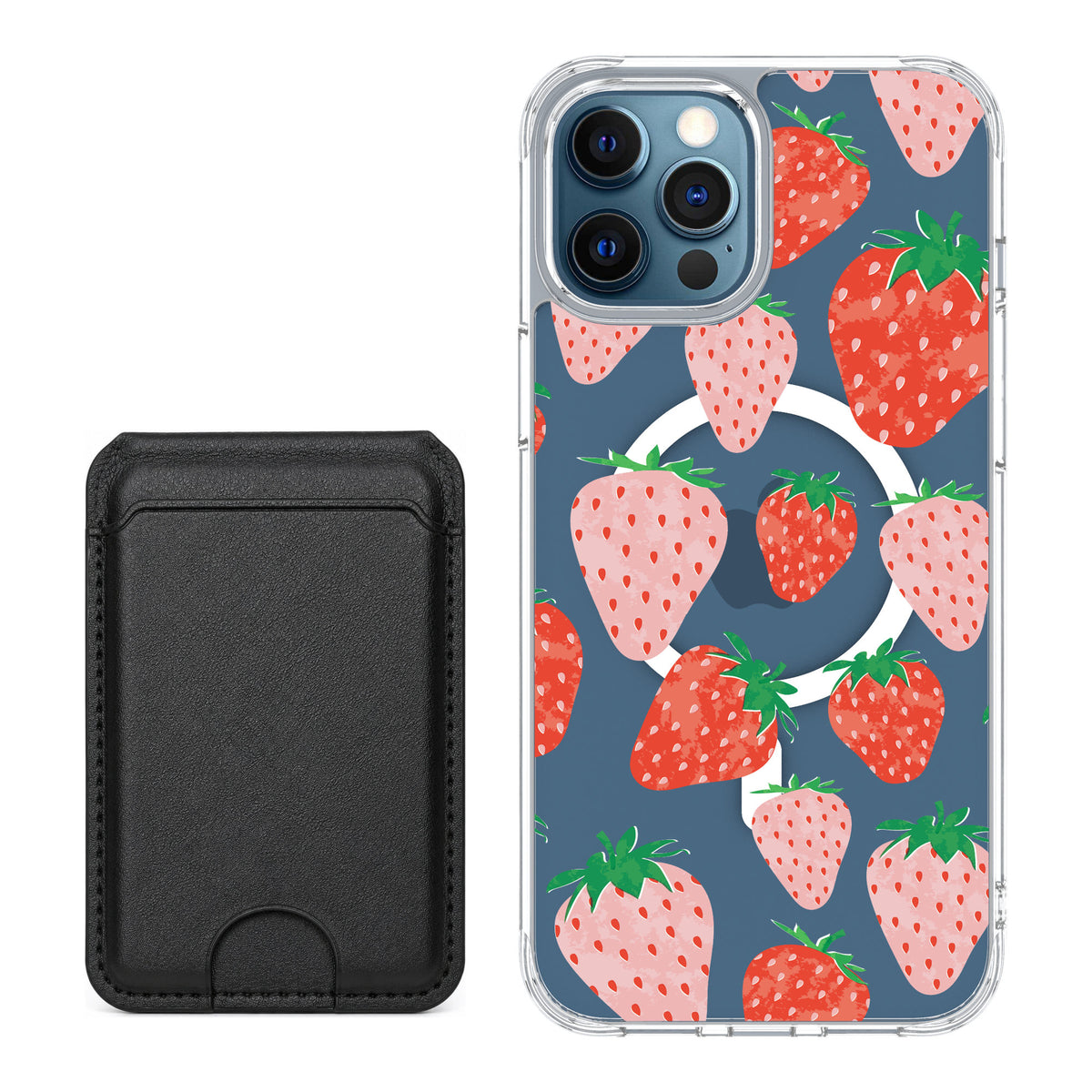 Scooch MagCase Strawberry Fields for iPhone 12 Pro — Black MagWallet Bundle