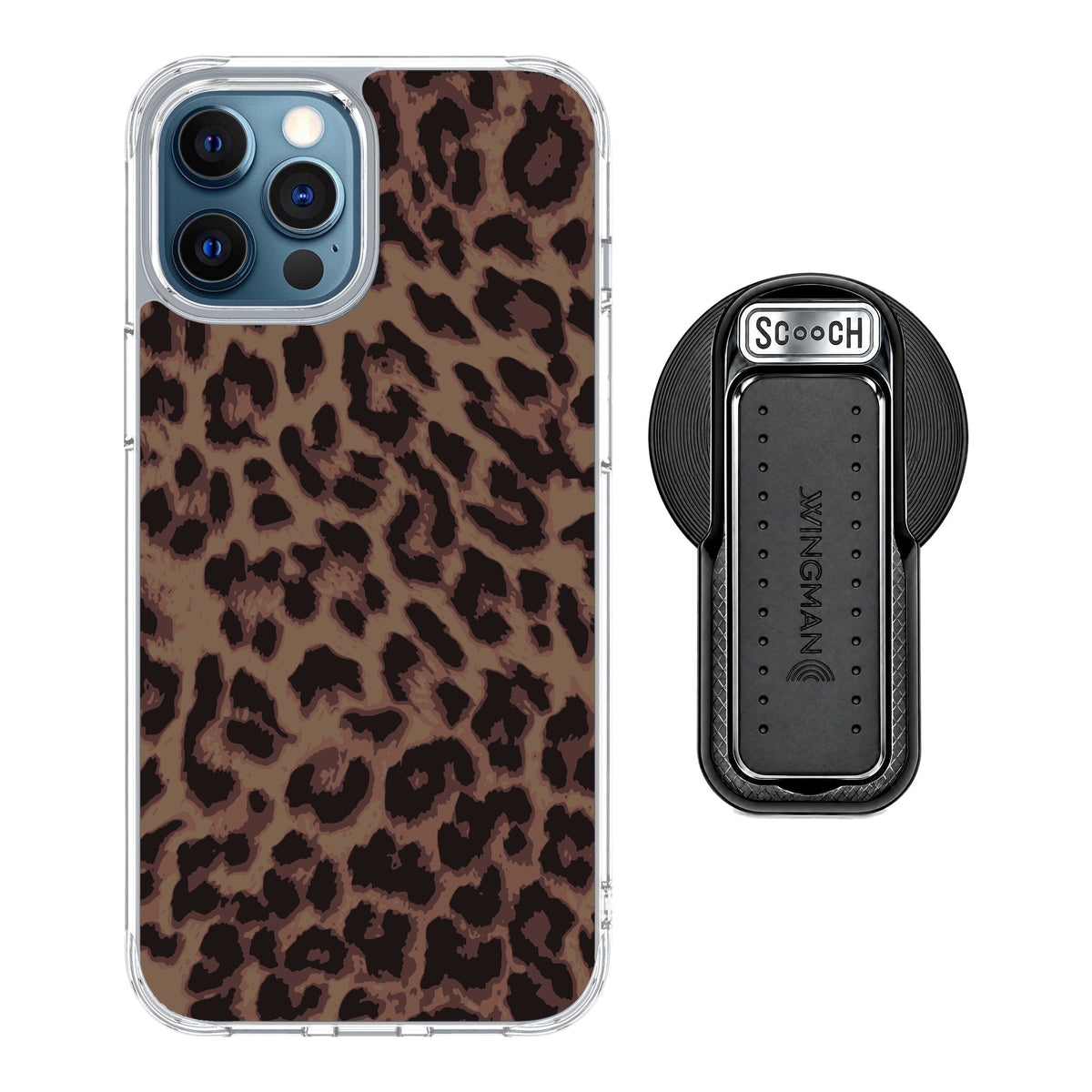 Scooch MagCase Luxe Leopard for iPhone 12 Pro — MagSafe Wingback Bundle - Black