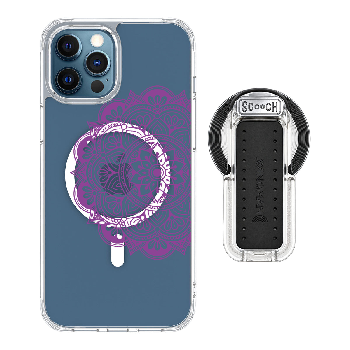 Scooch MagCase Mandala Dreams for iPhone 12 Pro — MagSafe Wingback Bundle - Clear