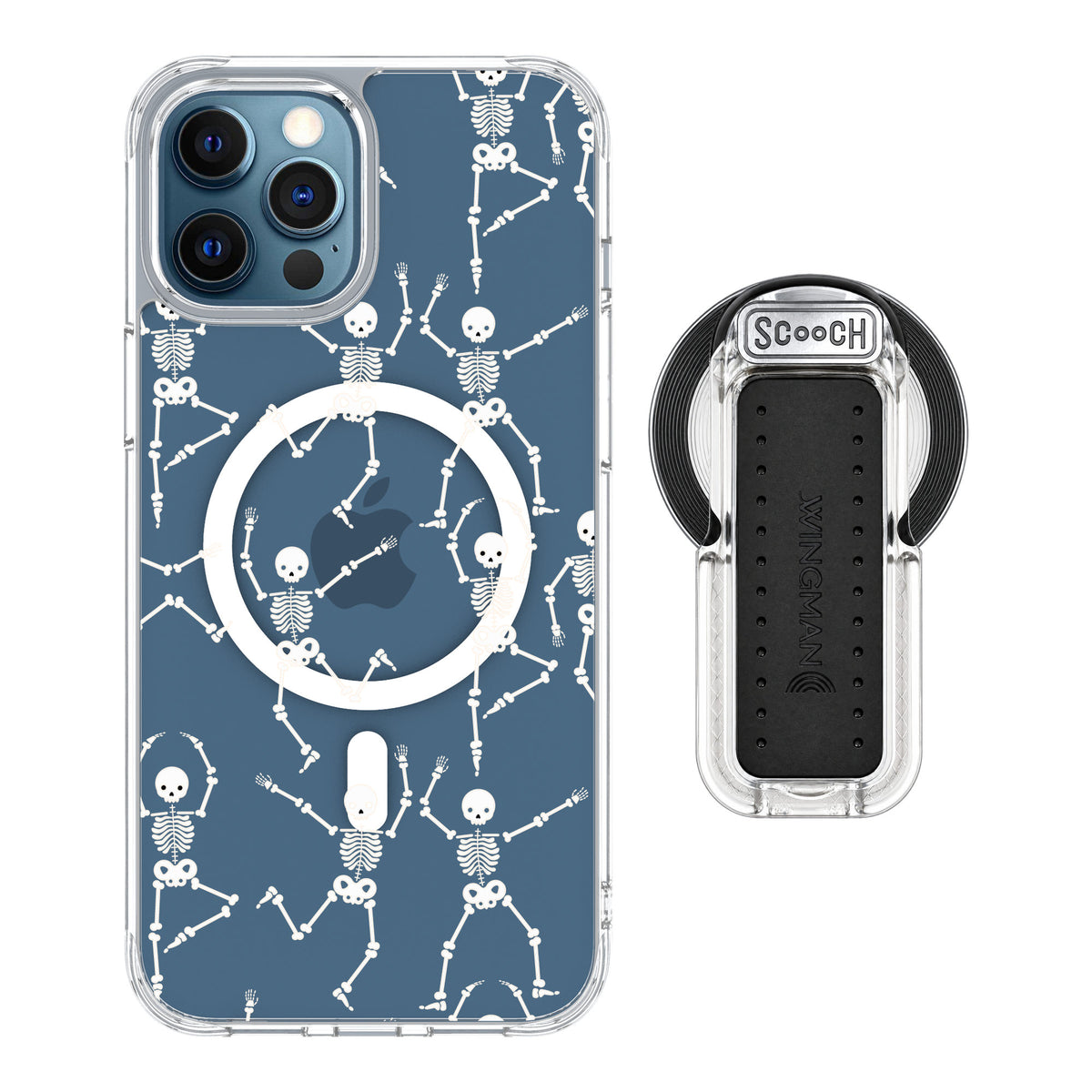 Scooch MagCase Swinging Skeletons for iPhone 12 Pro — MagSafe Wingback Bundle - Clear