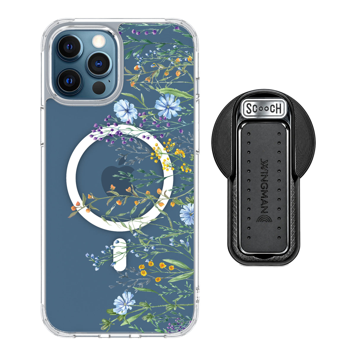 Scooch MagCase Meadow Bloom for iPhone 12 Pro — MagSafe Wingback Bundle - Black