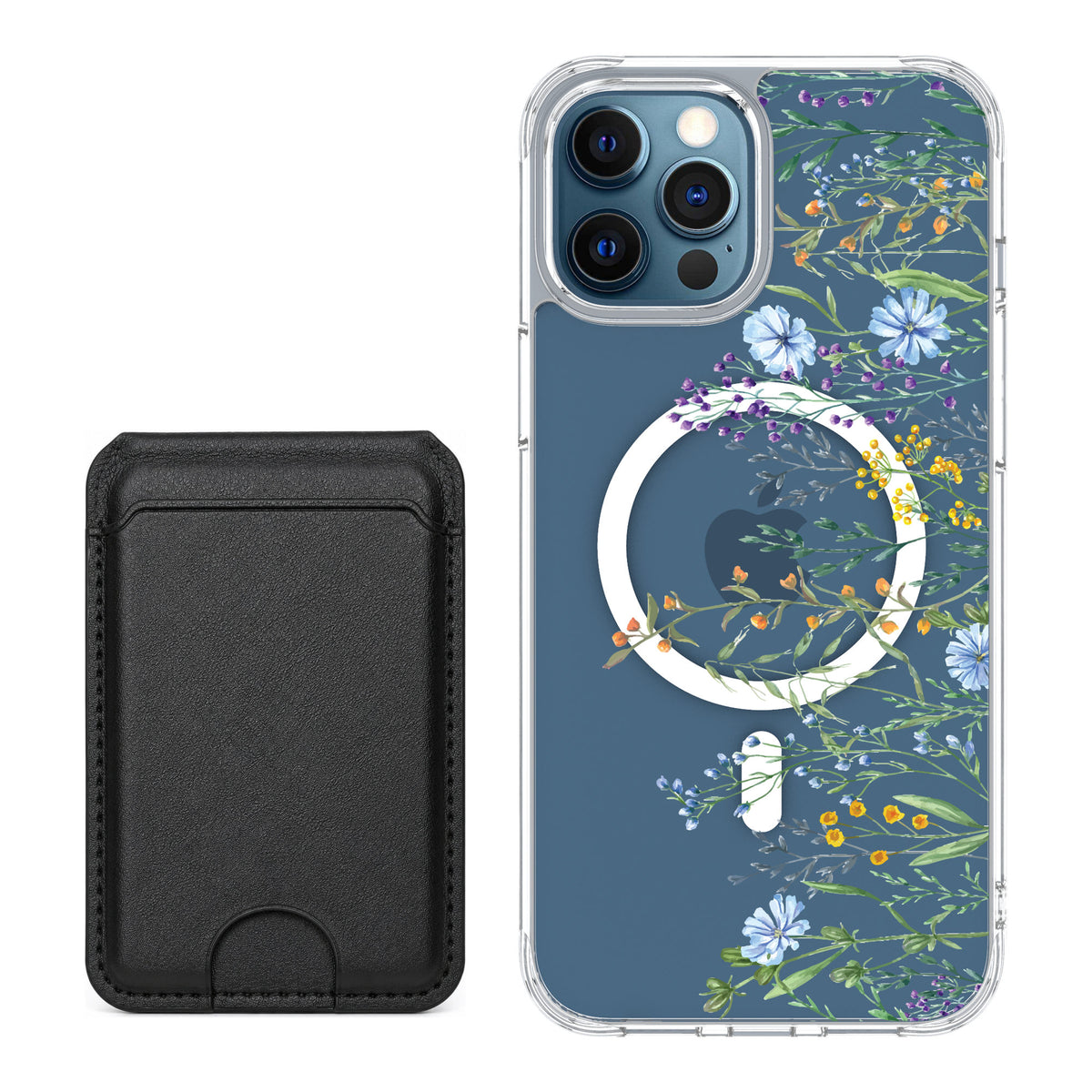 Scooch MagCase Meadow Bloom for iPhone 12 Pro — Black MagWallet Bundle