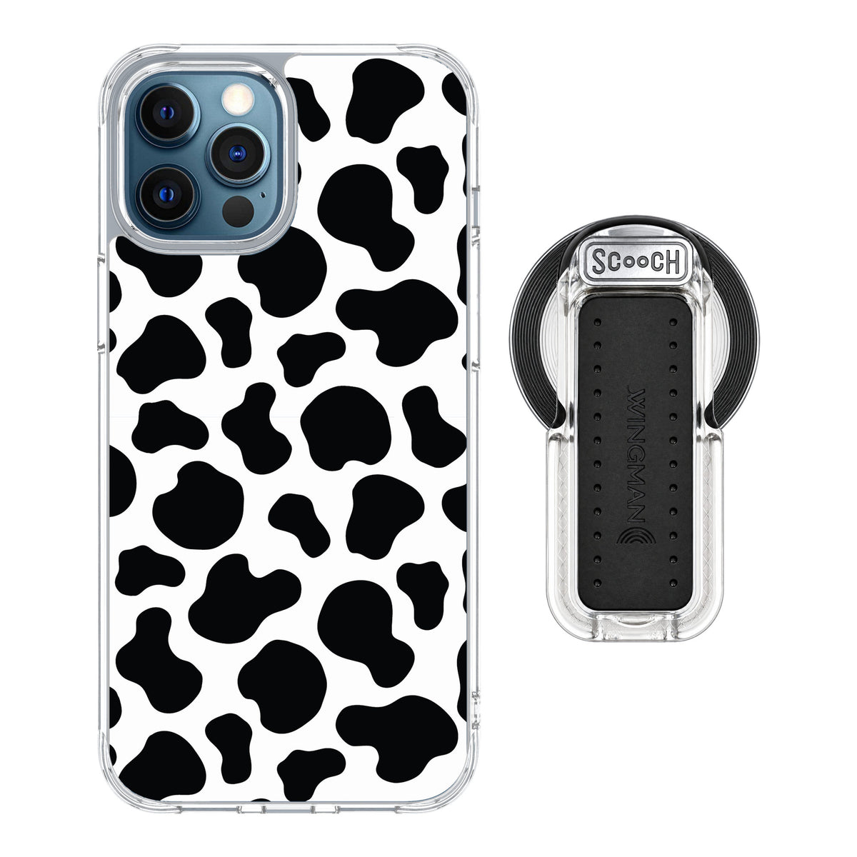 Scooch MagCase Cow Print for iPhone 12 Pro — MagSafe Wingback Bundle - Clear