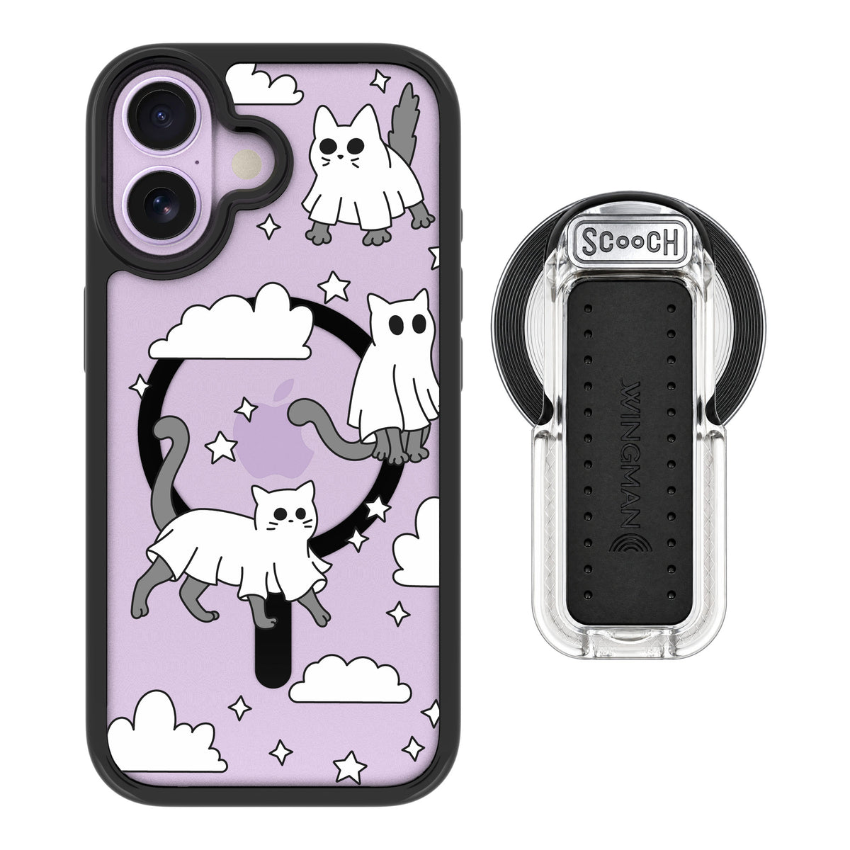 Scooch MagCase Scaredy Cats for iPhone 17 — MagSafe Wingback Bundle - Clear