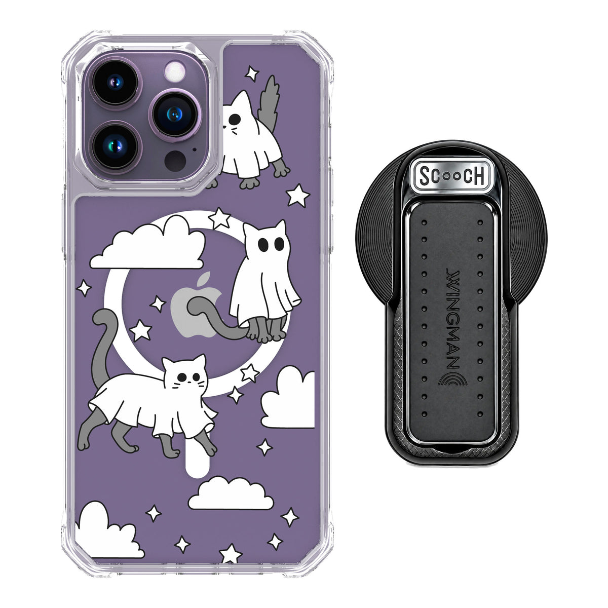Scooch MagCase Scaredy Cats for iPhone 14 Pro Max — MagSafe Wingback Bundle - Black