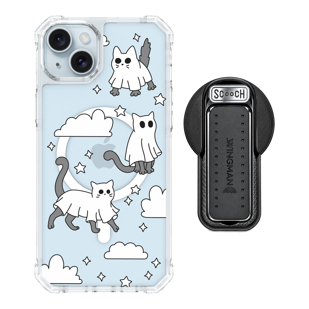 Scooch MagCase Scaredy Cats for iPhone 14 Plus — MagSafe Wingback Bundle - Black