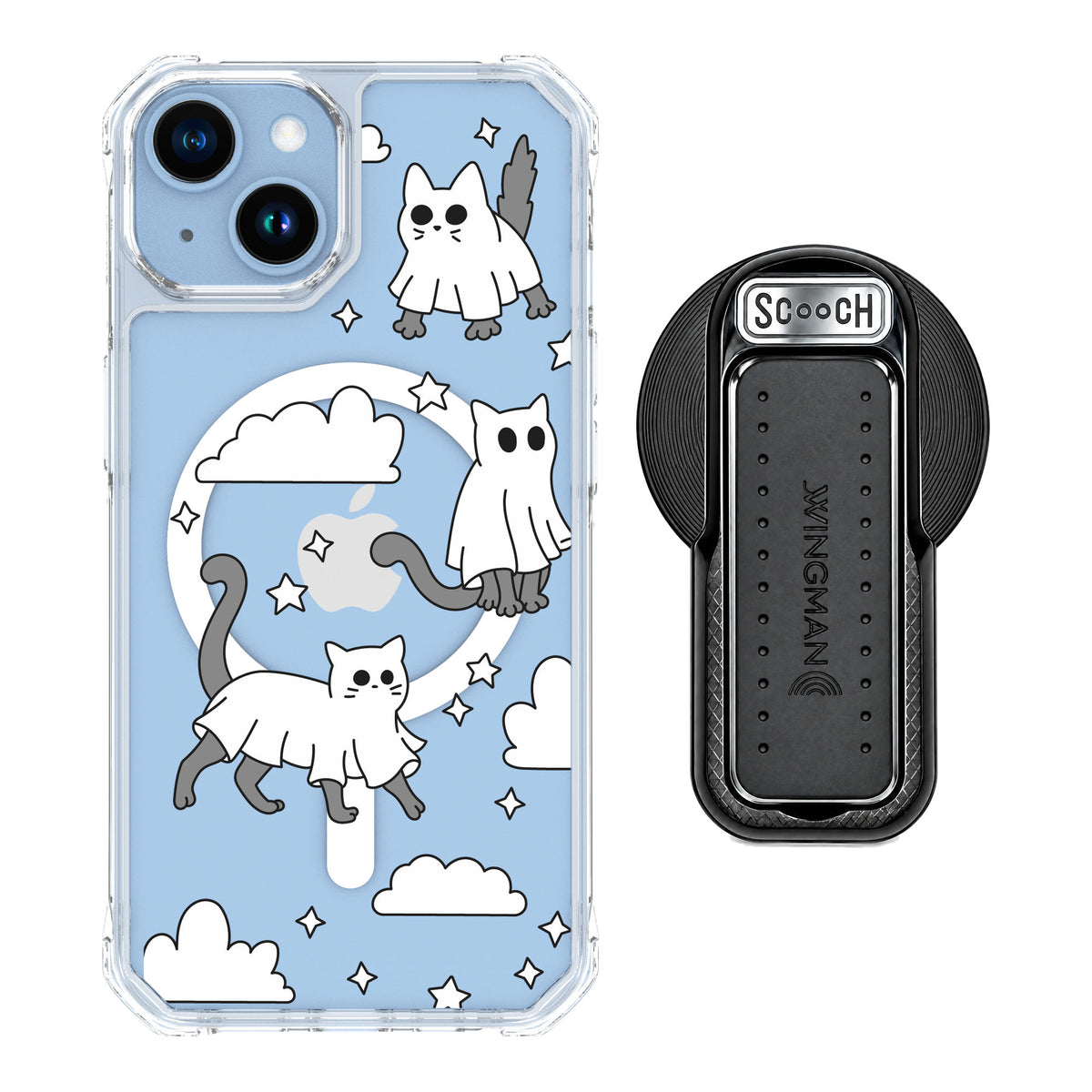 Scooch MagCase Scaredy Cats for iPhone 14 — MagSafe Wingback Bundle - Black