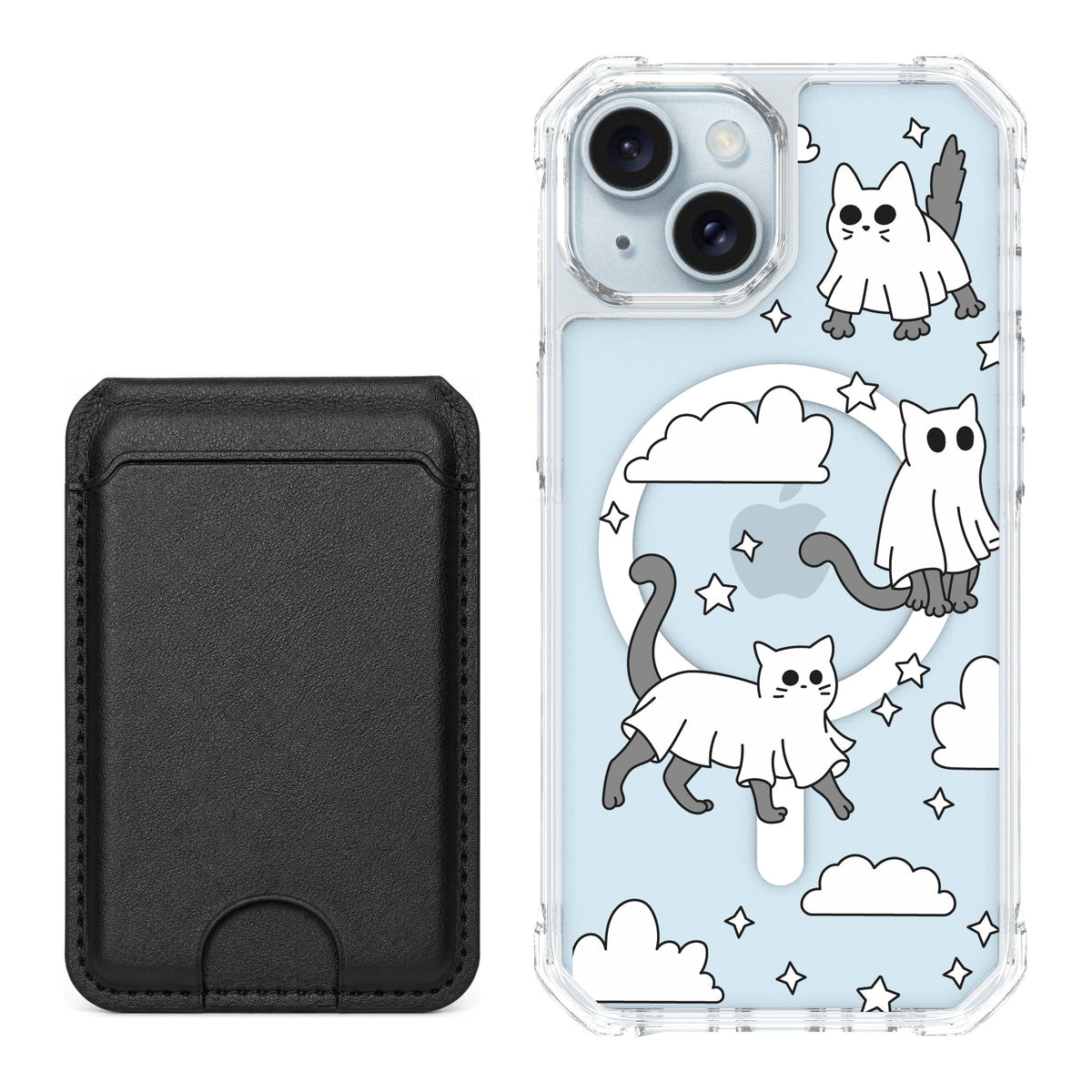 Scooch MagCase Scaredy Cats for iPhone 15 — Black MagWallet Bundle