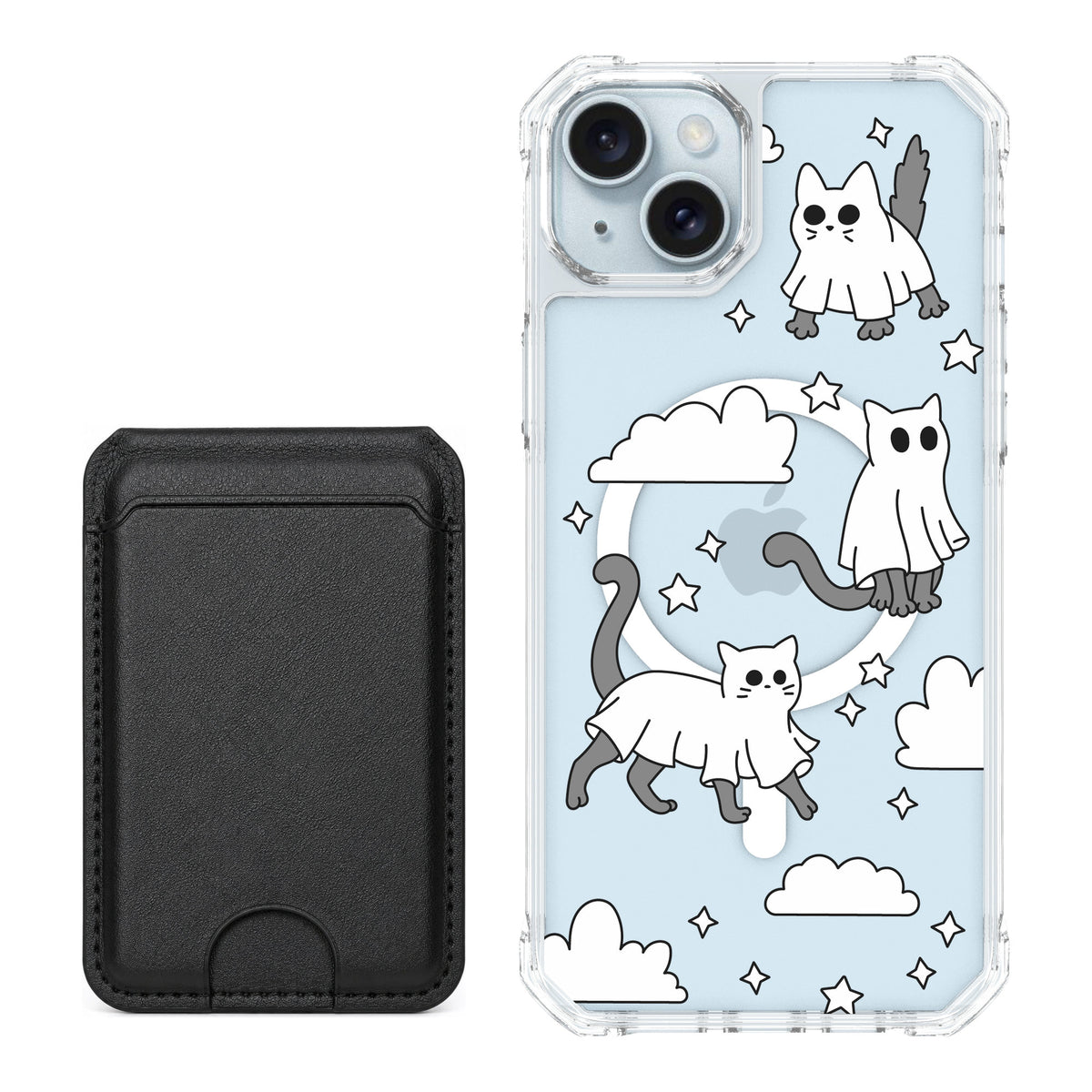 Scooch MagCase Scaredy Cats for iPhone 14 Plus — Black MagWallet Bundle