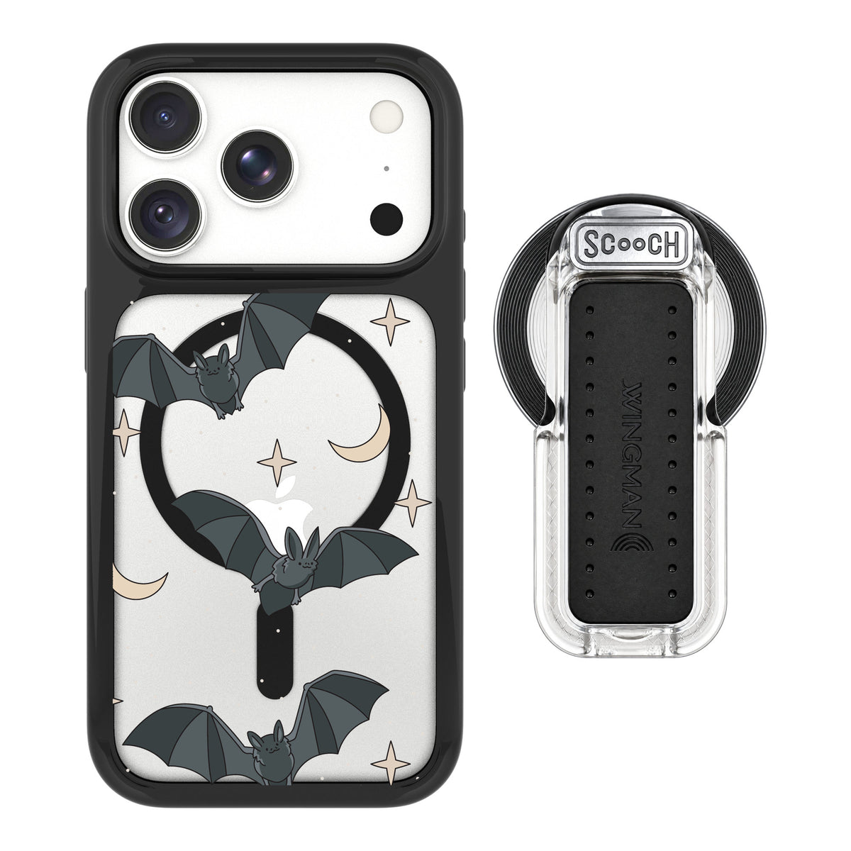 Scooch MagCase Batty Skies for iPhone 18 Pro Max — MagSafe Wingback Bundle - Clear