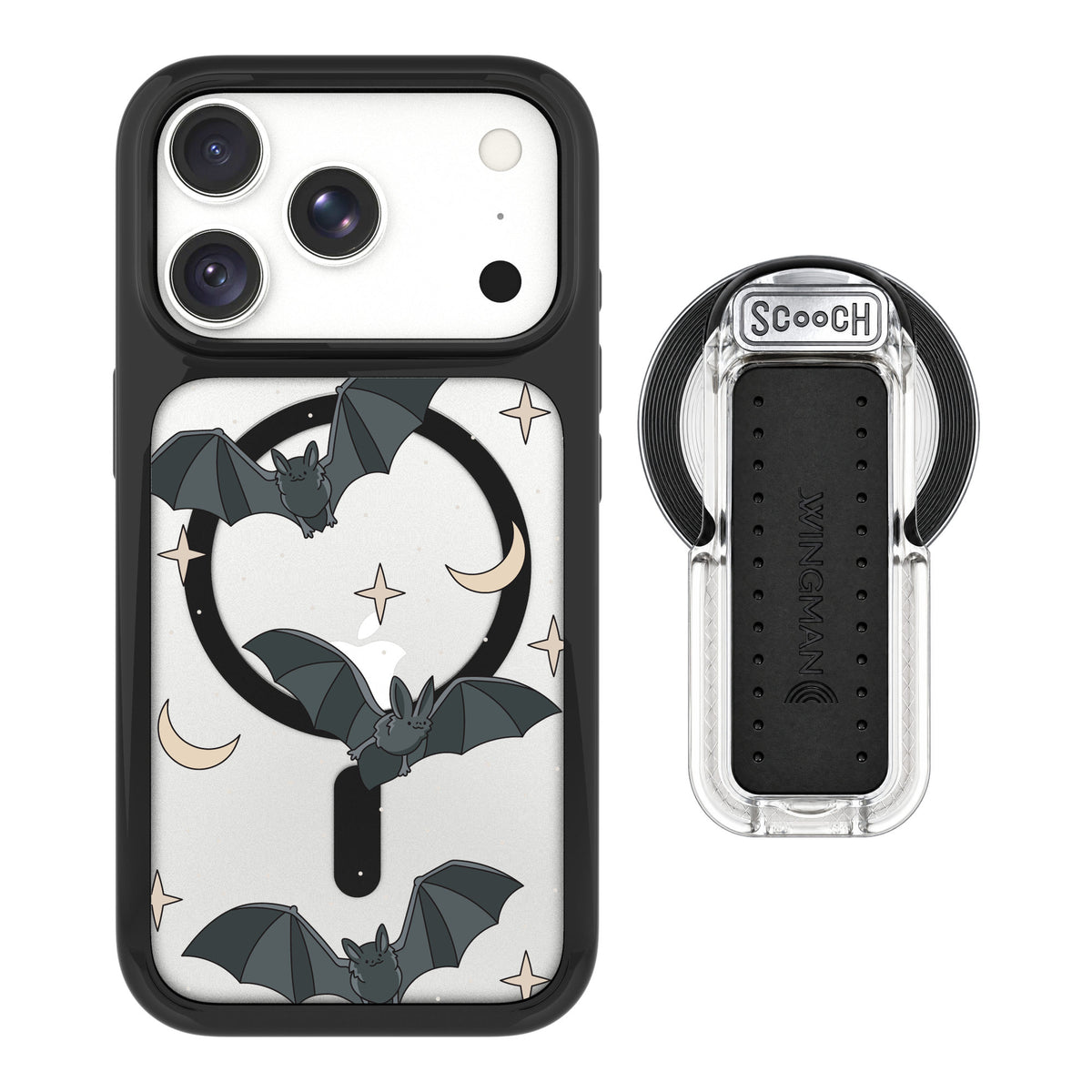 Scooch MagCase Batty Skies for iPhone 18 Pro — MagSafe Wingback Bundle - Clear