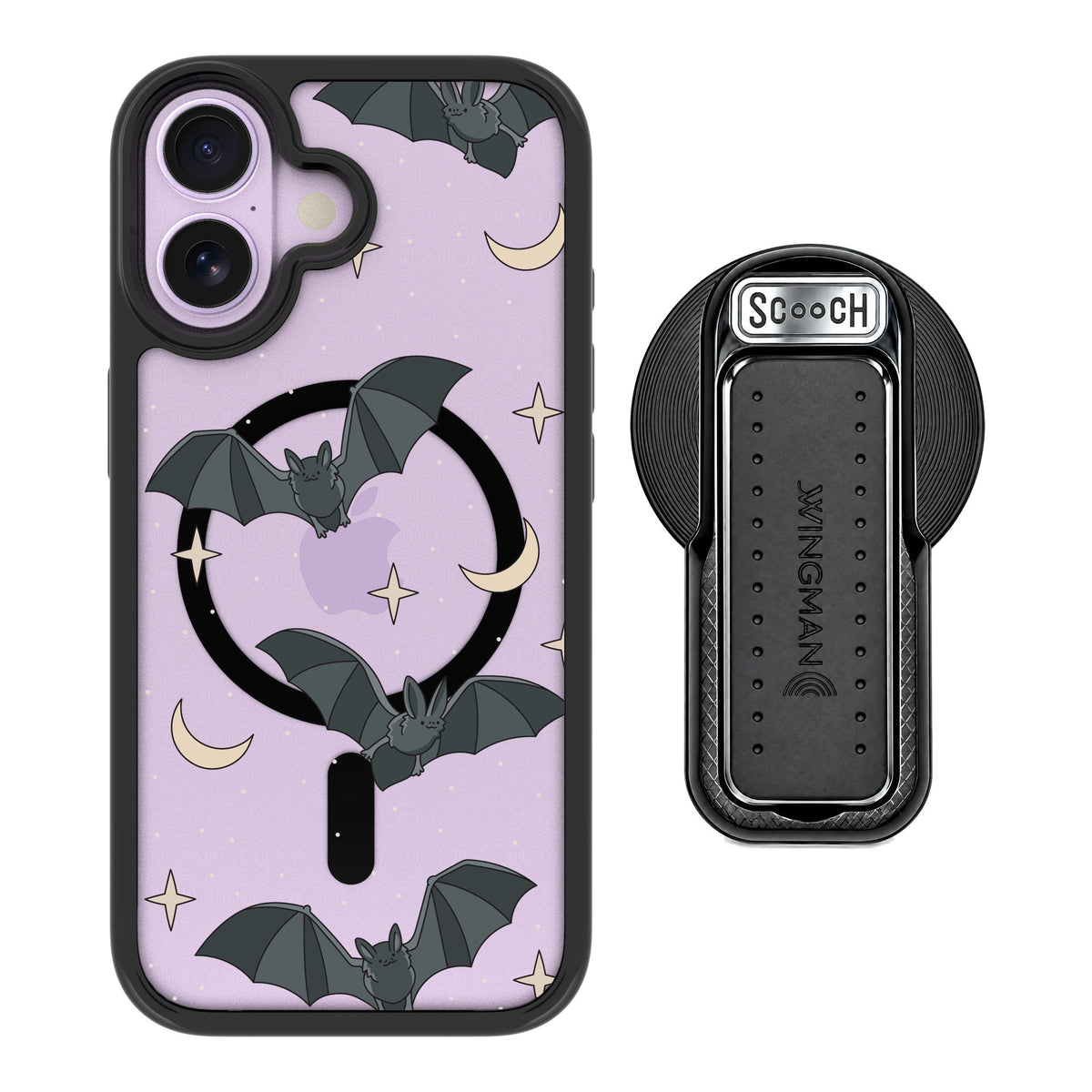 Scooch MagCase Batty Skies for iPhone 17 — MagSafe Wingback Bundle - Black
