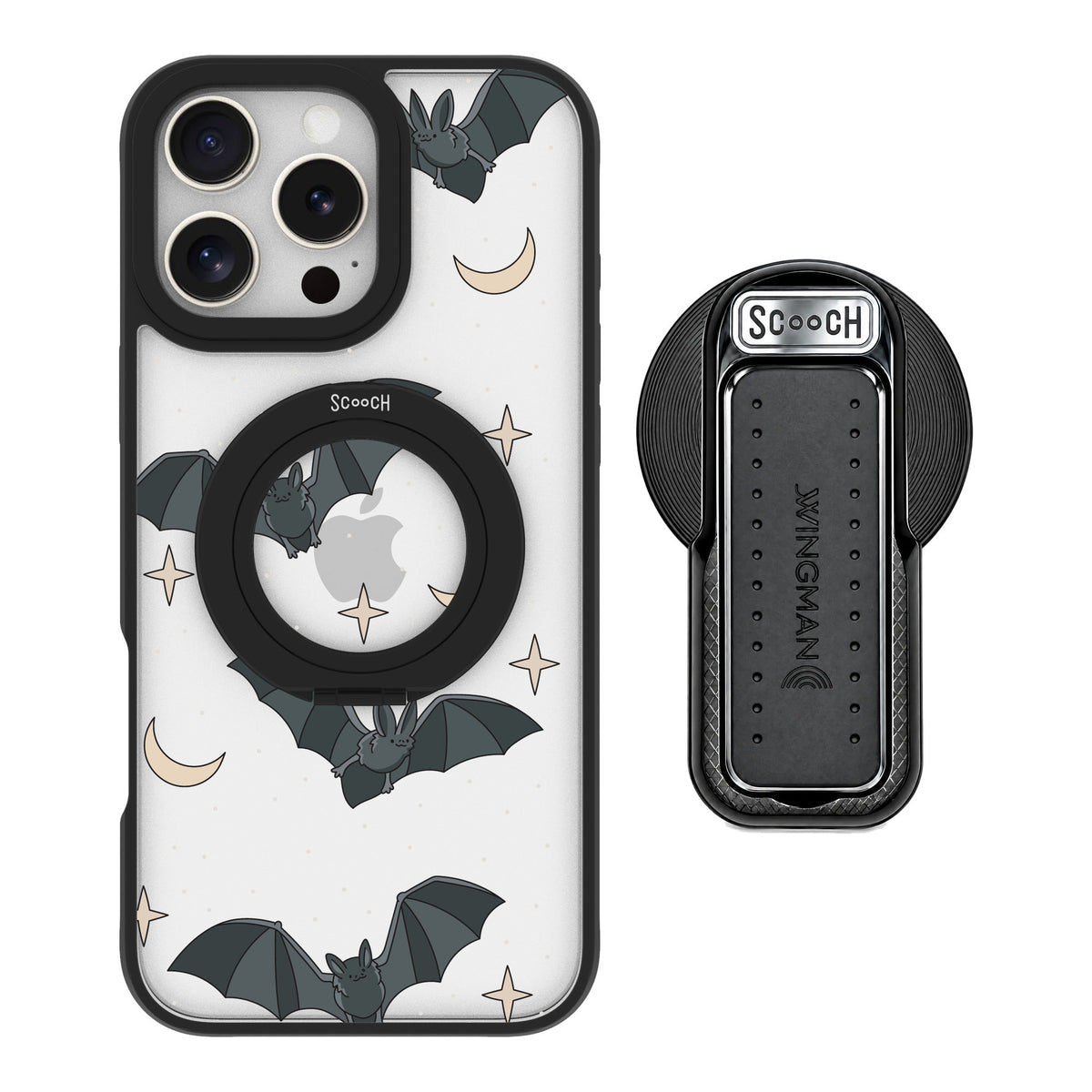 Scooch MagCase Batty Skies for iPhone 16 Pro Max — MagSafe Wingback Bundle - Black