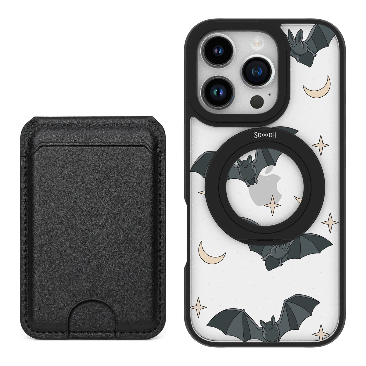 Scooch MagCase Batty Skies for iPhone 16 Pro — Black MagWallet Bundle