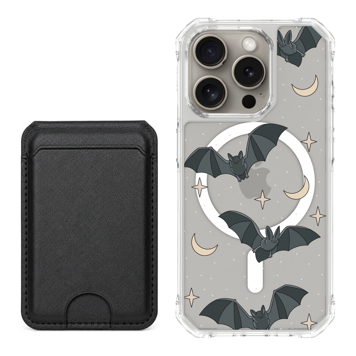 Scooch MagCase Batty Skies for iPhone 15 Pro — Black MagWallet Bundle