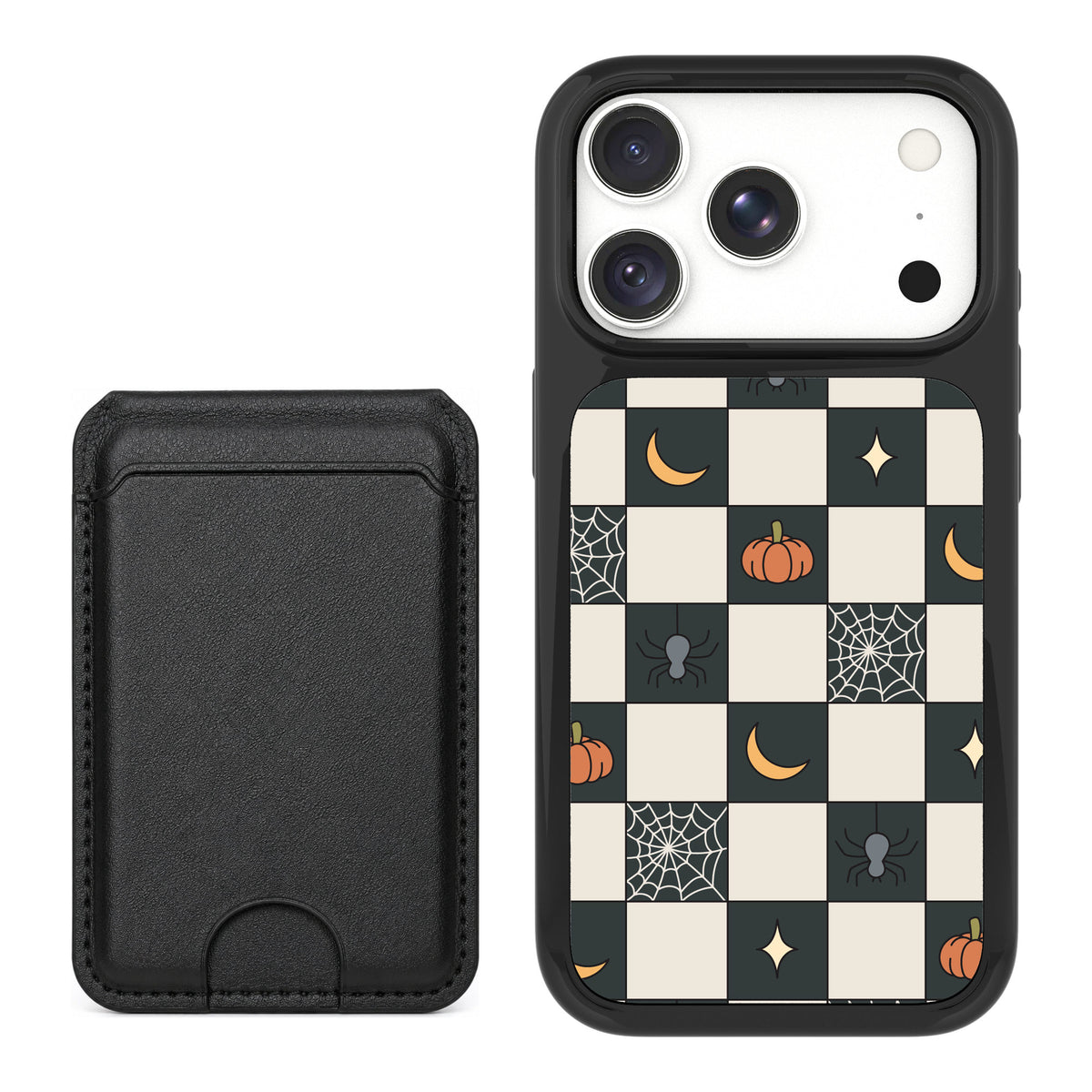 Scooch MagCase Spooky Squares for iPhone 18 Pro — Black MagWallet Bundle
