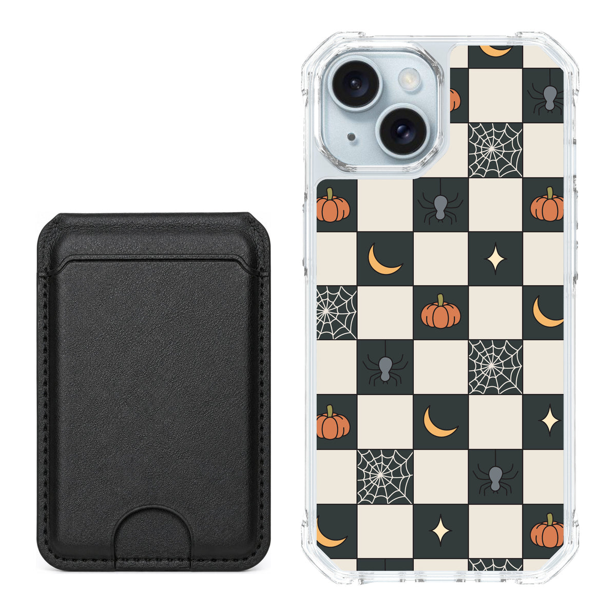 Scooch MagCase Spooky Squares for iPhone 15 — Black MagWallet Bundle