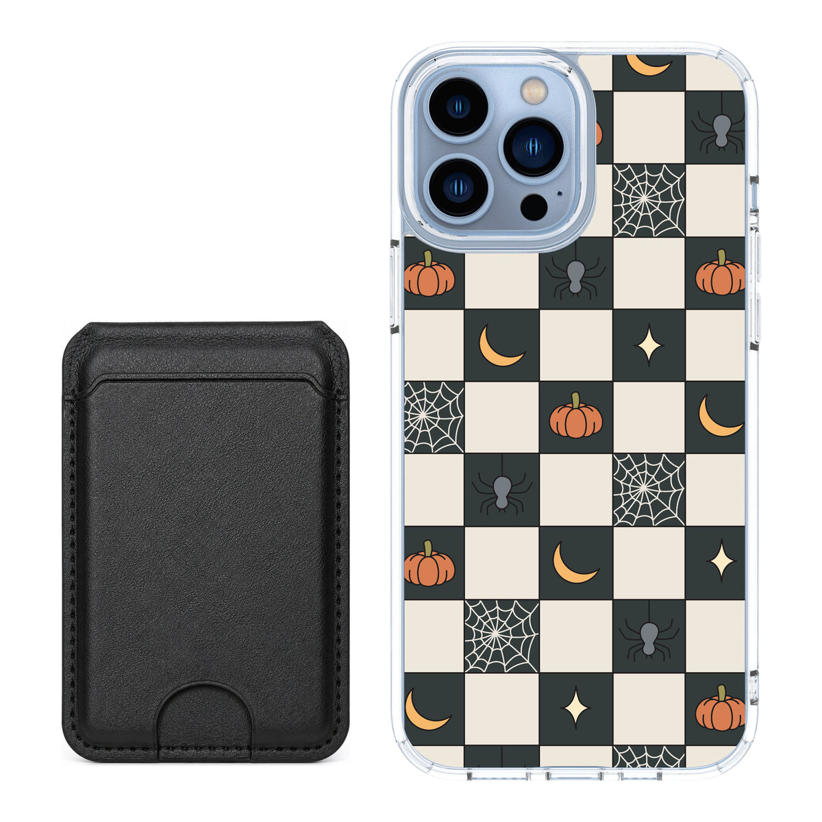Scooch MagCase Spooky Squares for iPhone 13 Pro Max — Black MagWallet Bundle