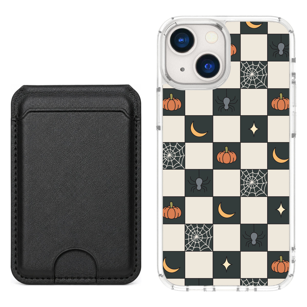 Scooch MagCase Spooky Squares for iPhone 13 mini — Black MagWallet Bundle