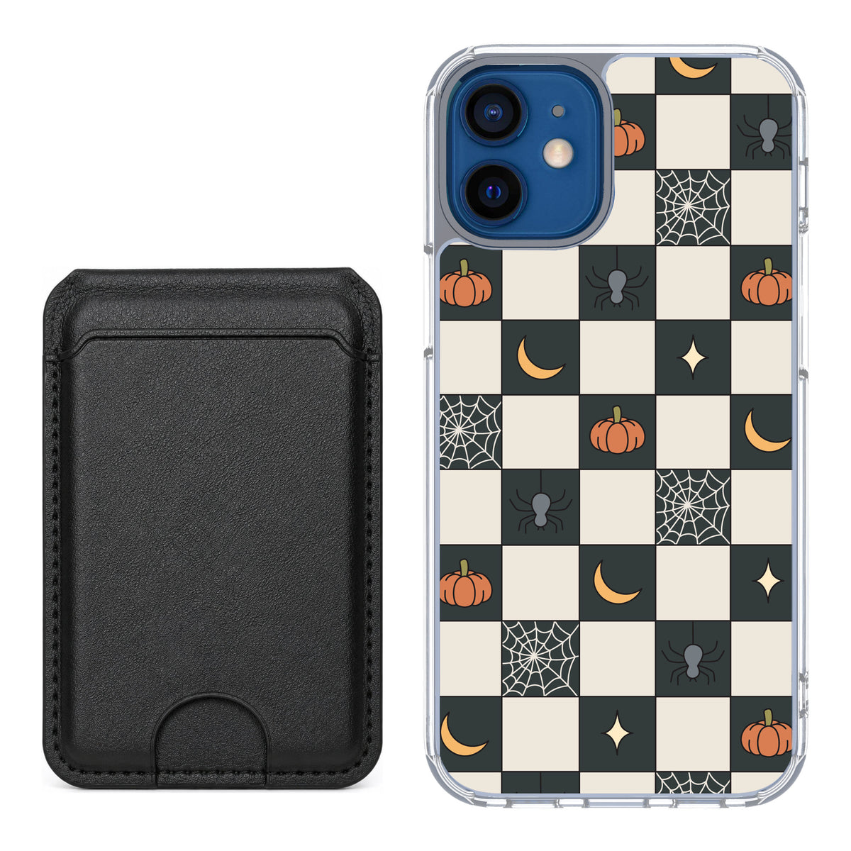 Scooch MagCase Spooky Squares for iPhone 12 mini — Black MagWallet Bundle