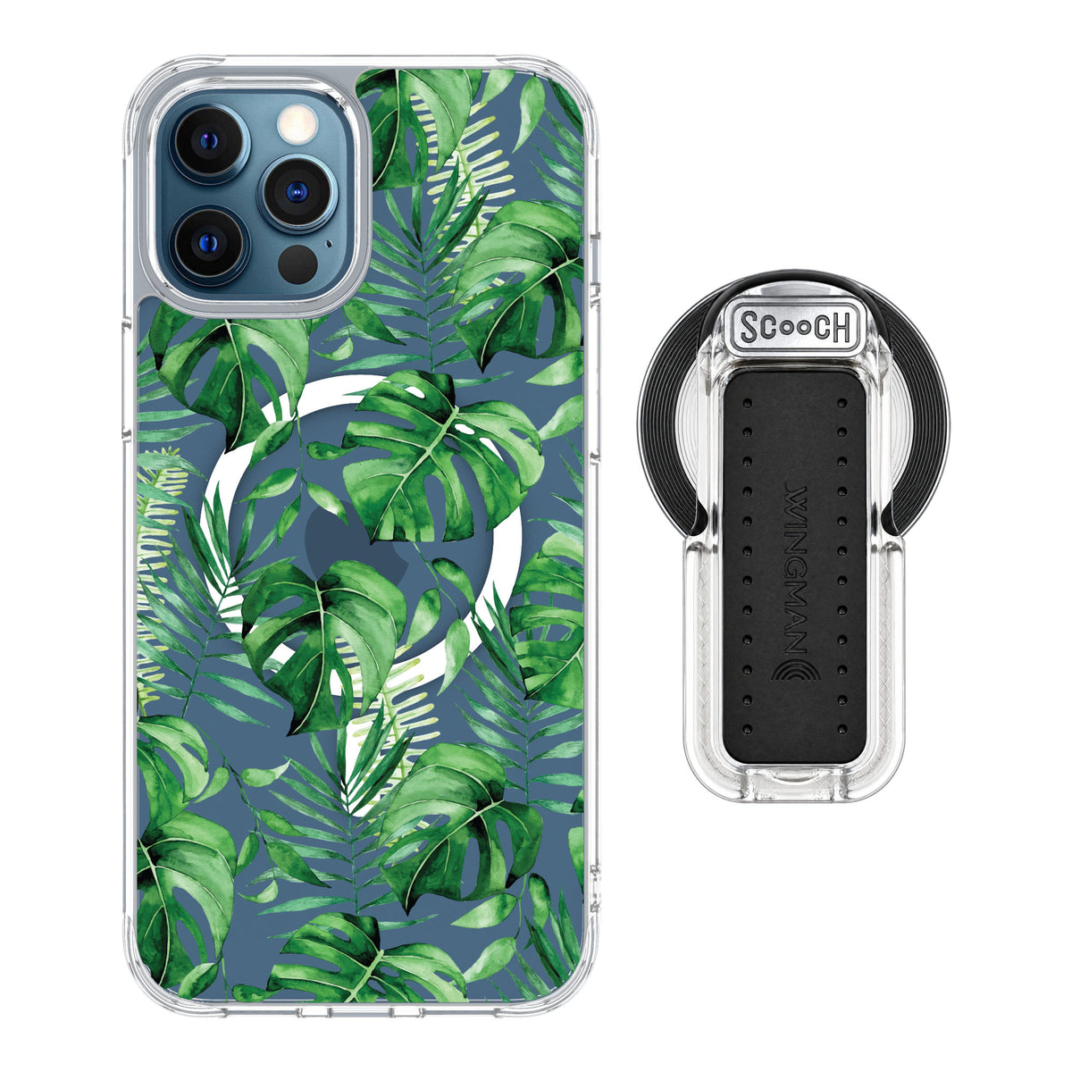 Scooch MagCase Monstera for iPhone 12 Pro — MagSafe Wingback Bundle - Clear