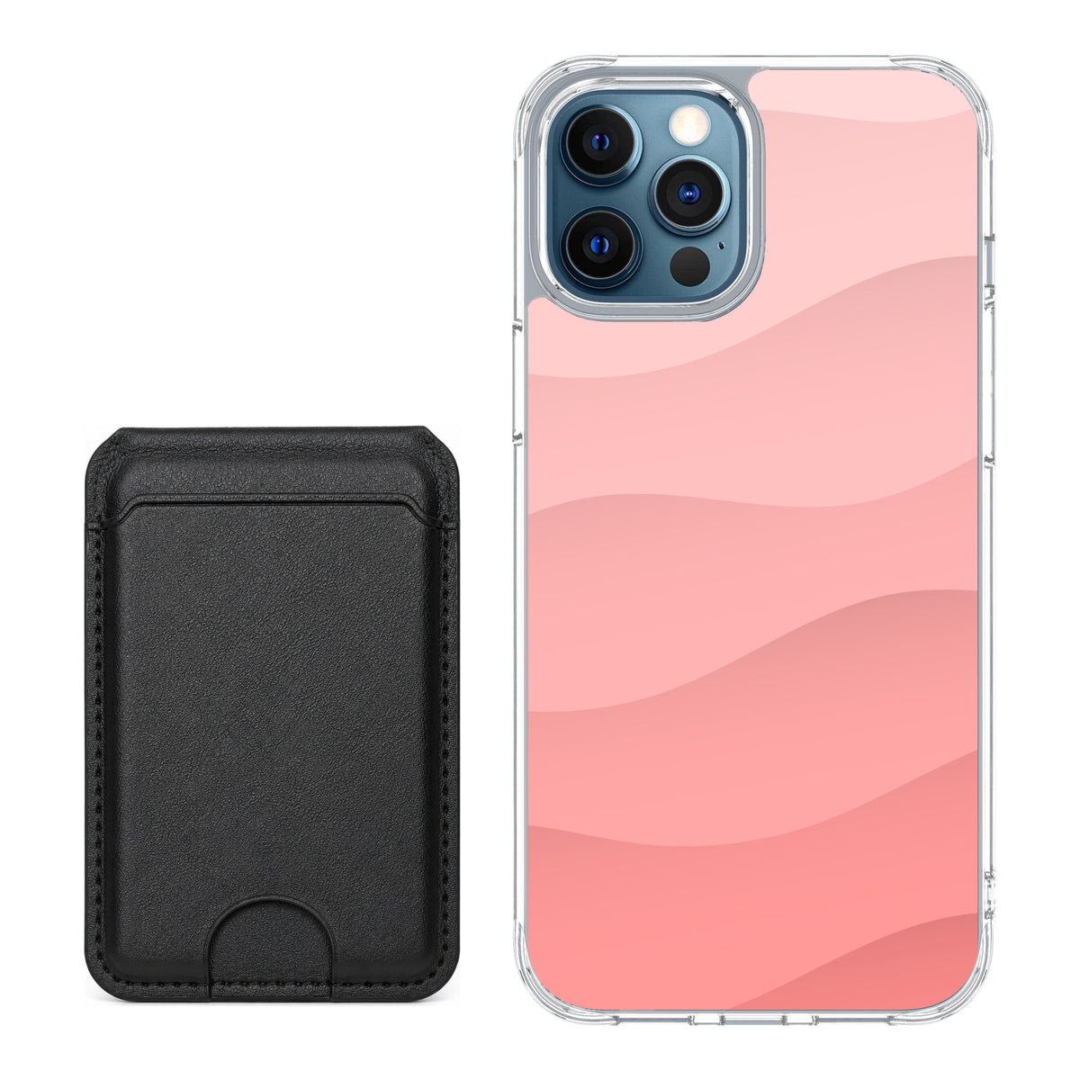 Scooch MagCase Pink Waves for iPhone 12 Pro — Black MagWallet Bundle