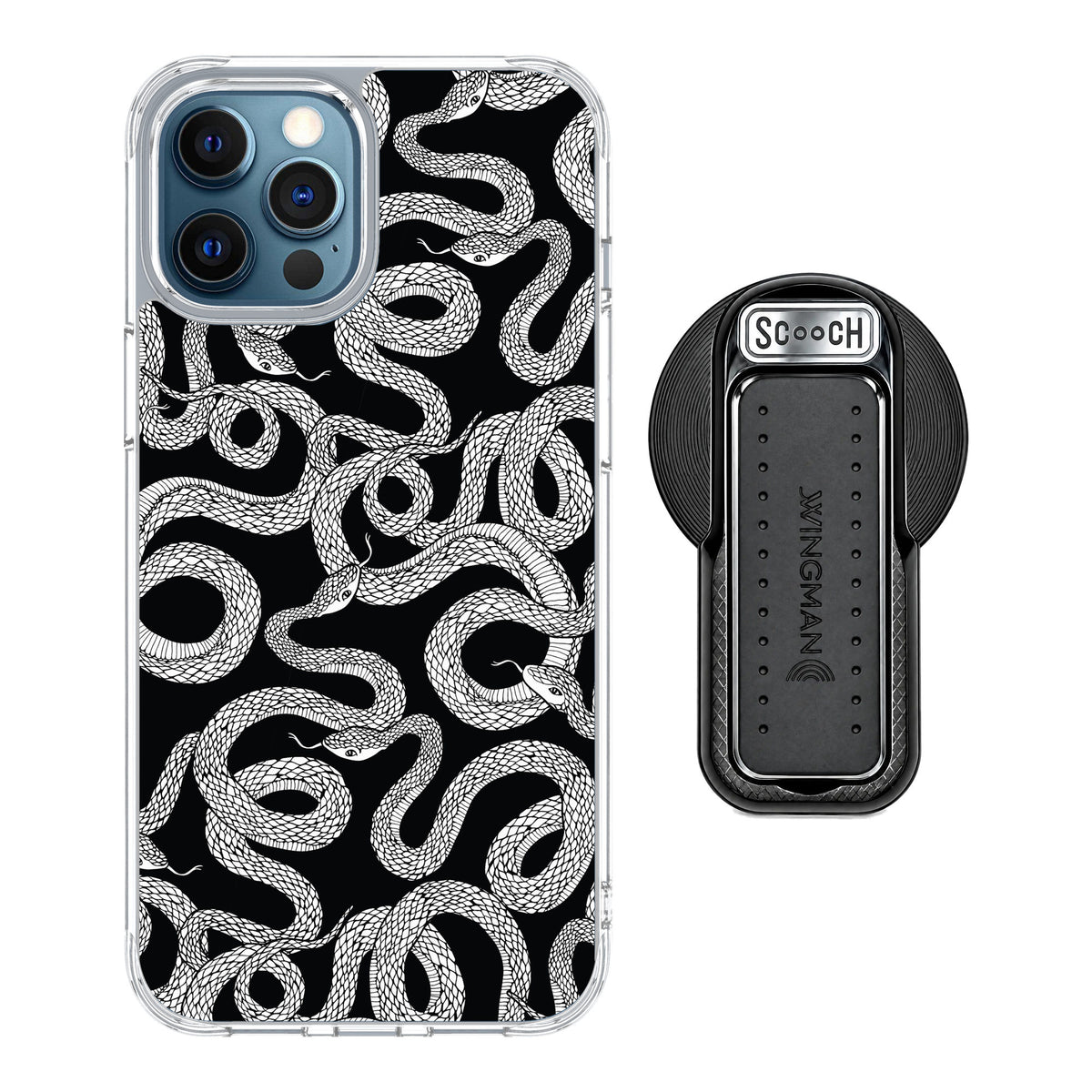 Scooch MagCase Snakes for iPhone 12 Pro — MagSafe Wingback Bundle - Black