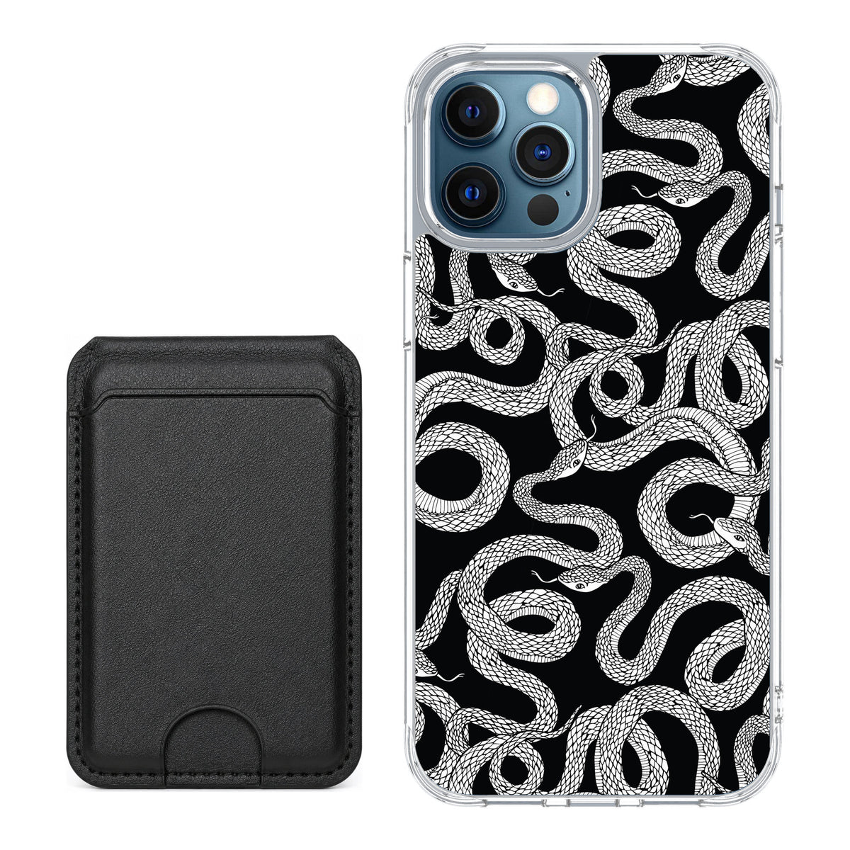 Scooch MagCase Snakes for iPhone 12 Pro — Black MagWallet Bundle