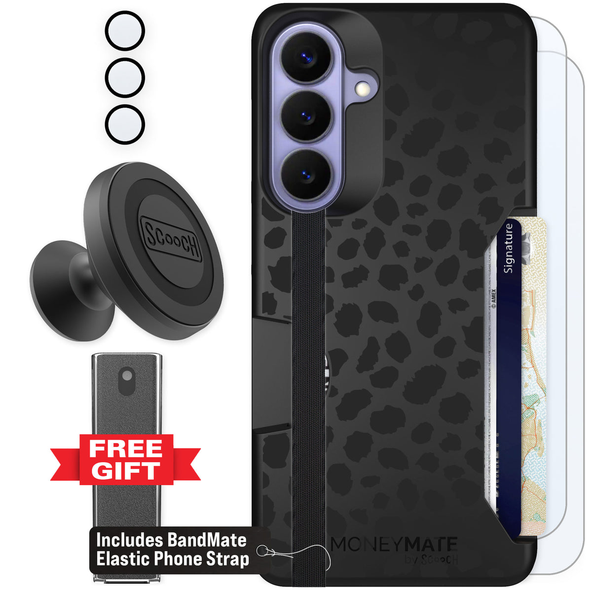 Scooch Moneymate Black Leopard for Galaxy S26+ — Defender Bundle