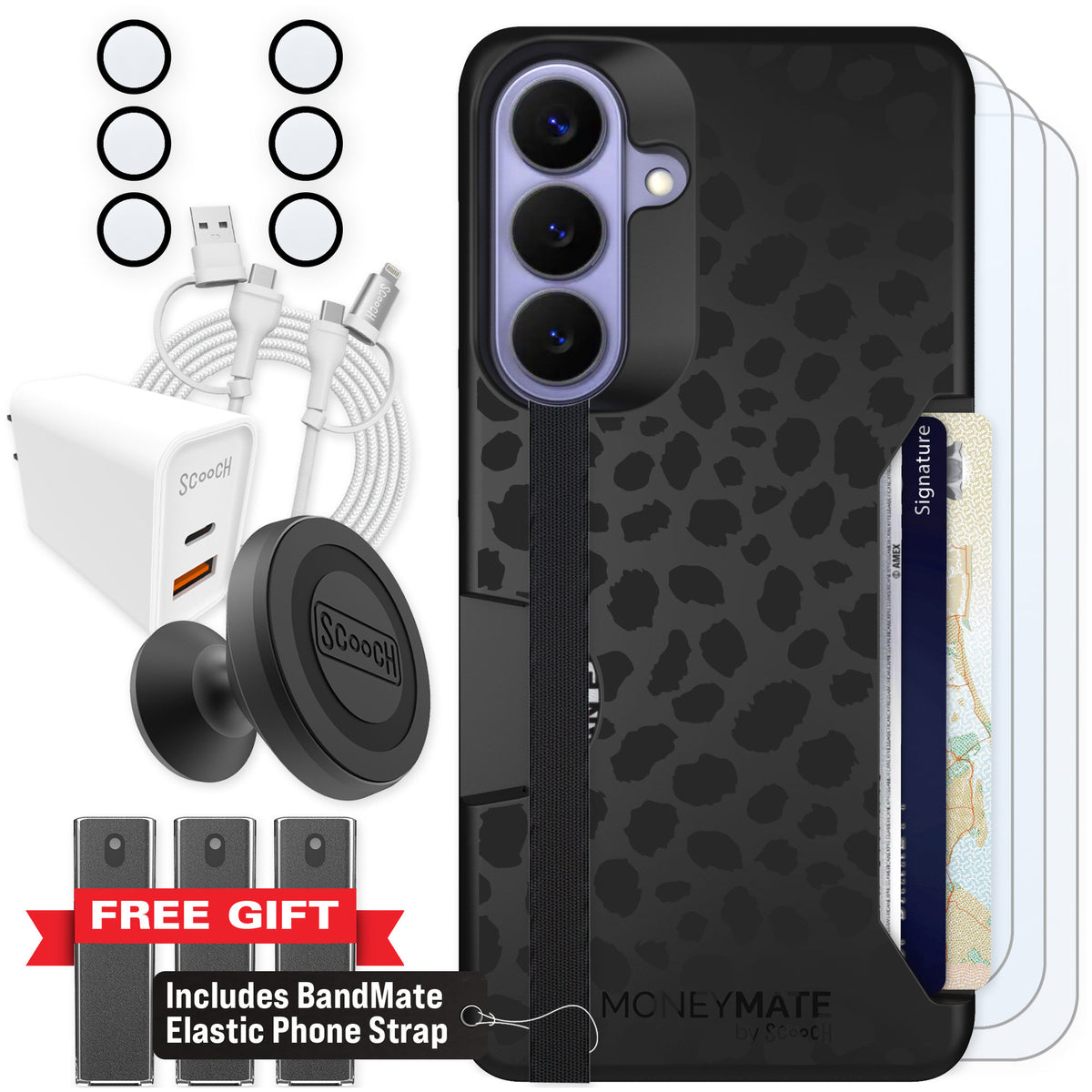 Scooch Moneymate Black Leopard for Galaxy S26+ — Ultimate Bundle