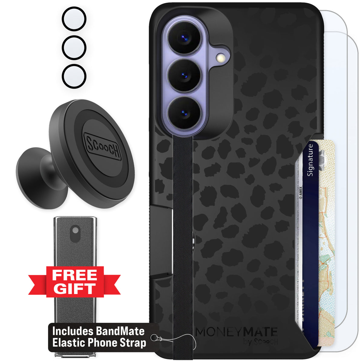 Scooch Moneymate Black Leopard for Galaxy S26 — Defender Bundle