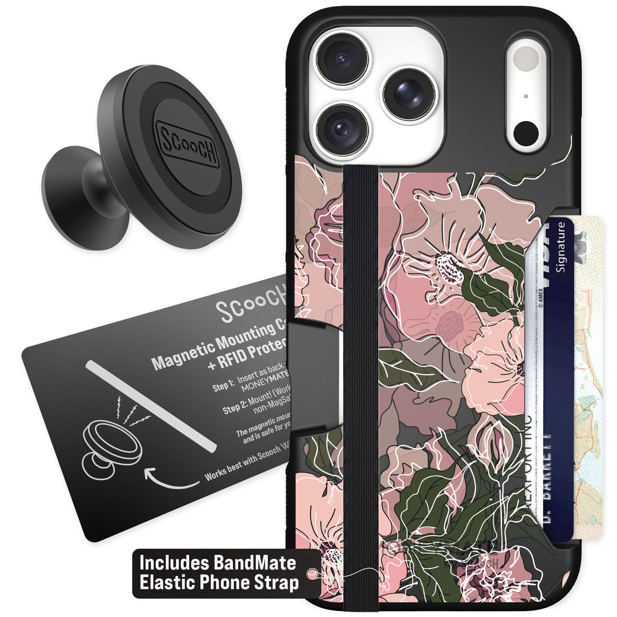 Scooch Moneymate Blush Botanical for iPhone 18 Pro Max — Starter Bundle
