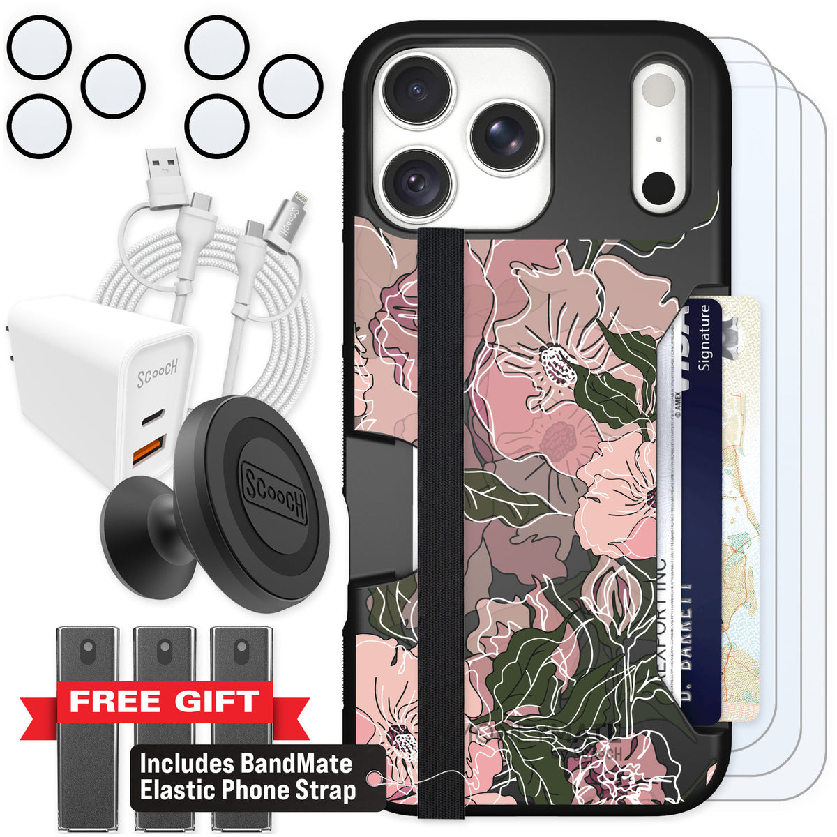 Scooch Moneymate Blush Botanical for iPhone 18 Pro Max — Ultimate Bundle