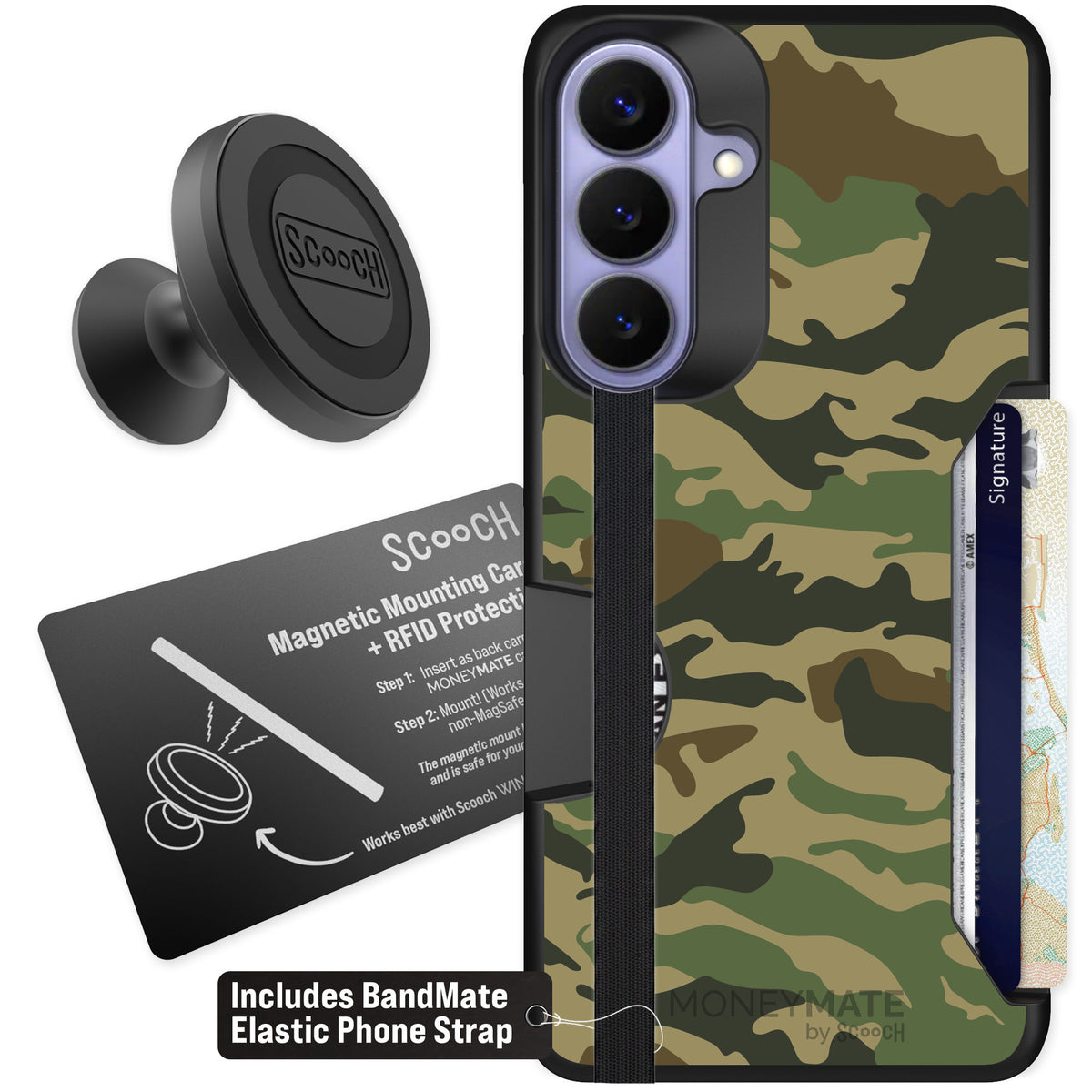 Scooch Moneymate Classic Camo for Galaxy S26+ — Starter Bundle