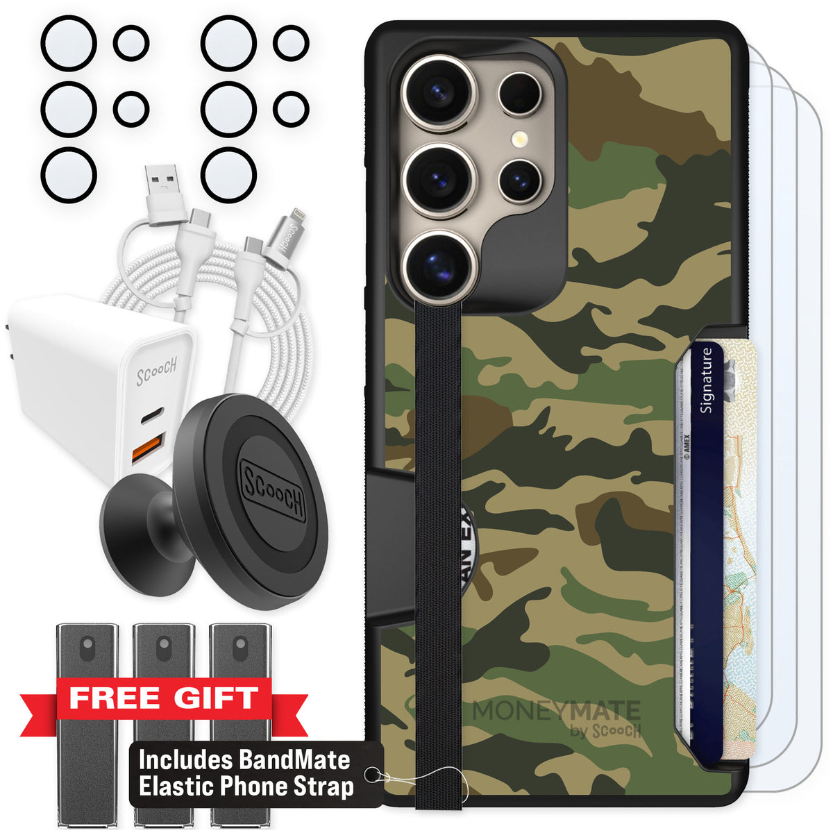Scooch Moneymate Classic Camo for Galaxy S25 Ultra — Ultimate Bundle
