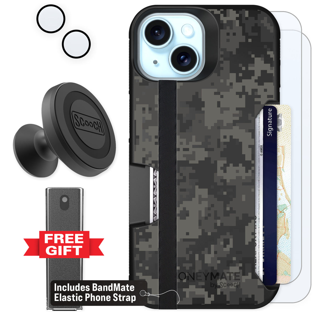 Scooch Moneymate Digi Camo for iPhone 15 — Defender Bundle