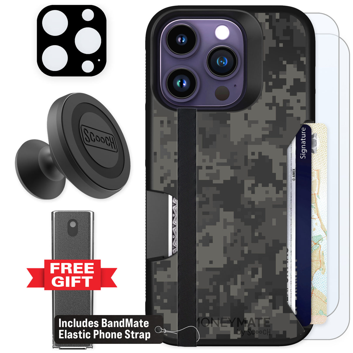 Scooch Moneymate Digi Camo for iPhone 14 Pro — Defender Bundle