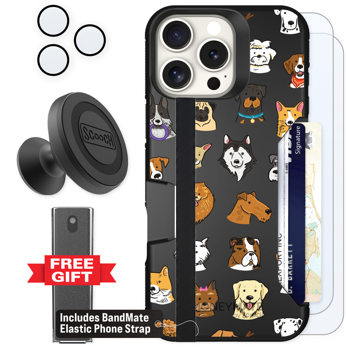 Scooch Moneymate Dog Squad for iPhone 16 Pro Max — Defender Bundle