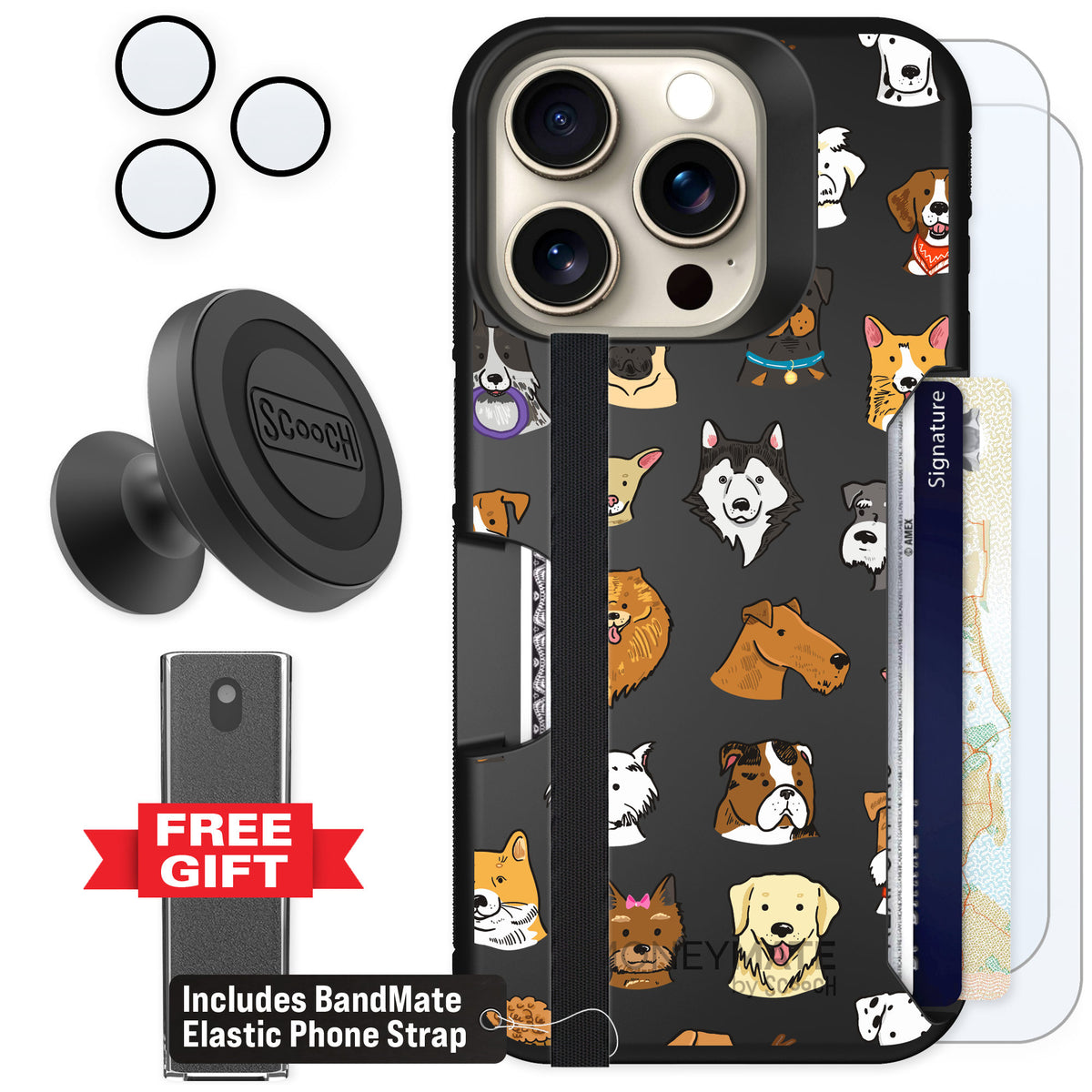 Scooch Moneymate Dog Squad for iPhone 15 Pro — Defender Bundle