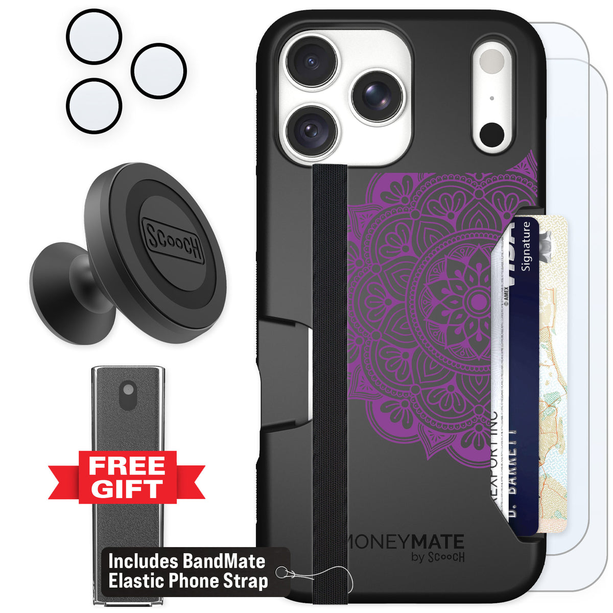 Scooch Moneymate Mandala Dreams for iPhone 18 Pro Max — Defender Bundle