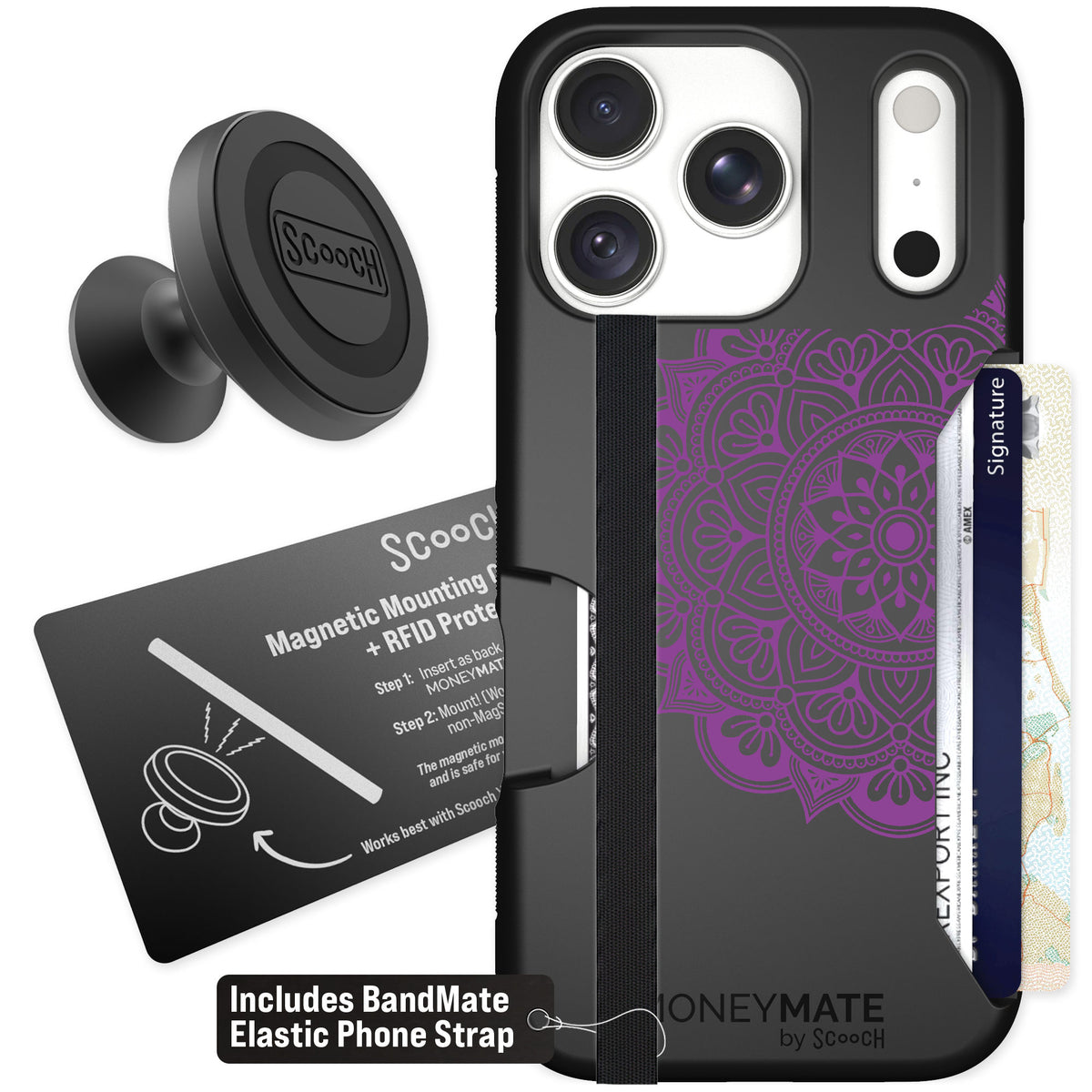 Scooch Moneymate Mandala Dreams for iPhone 18 Pro — Starter Bundle