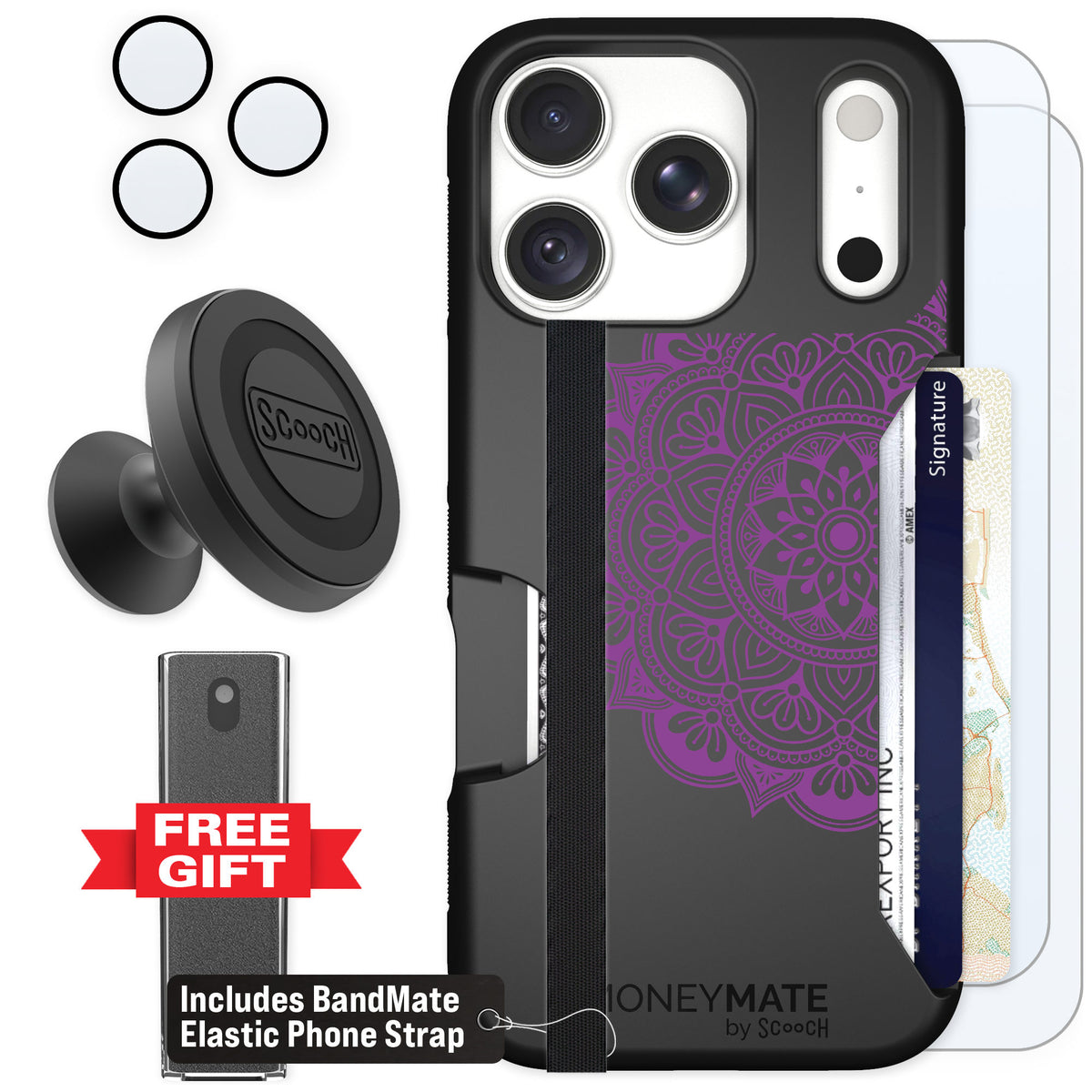 Scooch Moneymate Mandala Dreams for iPhone 18 Pro — Defender Bundle