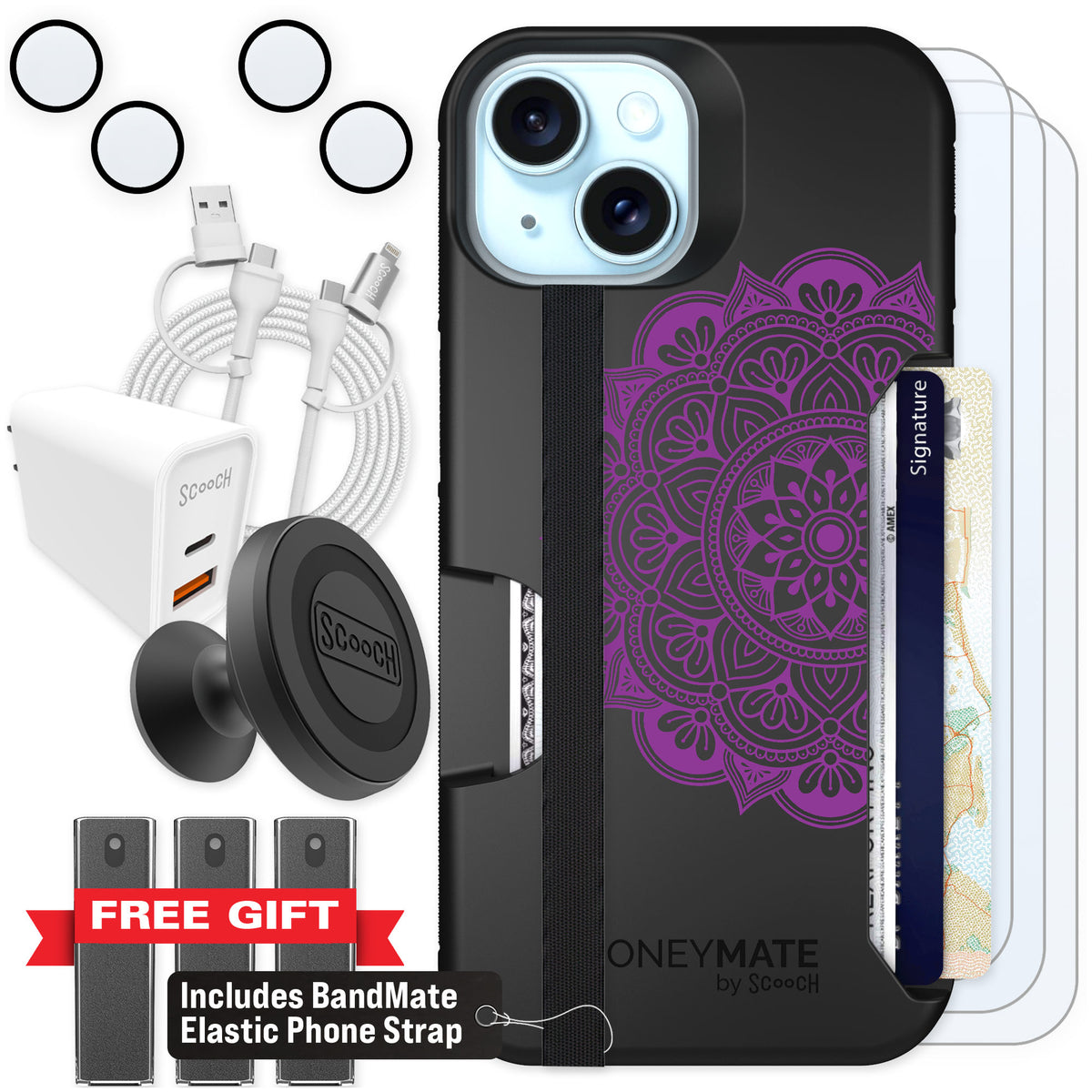 Scooch Moneymate Mandala Dreams for iPhone 15 — Ultimate Bundle