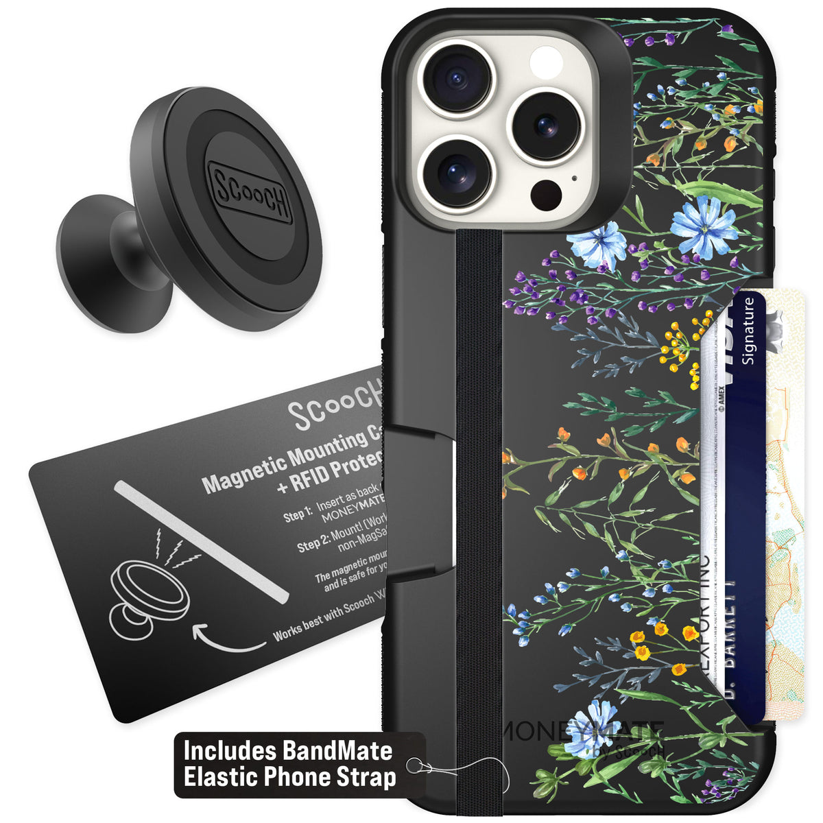 Scooch Moneymate Meadow Bloom for iPhone 16 Pro Max — Starter Bundle
