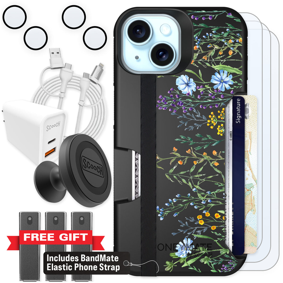 Scooch Moneymate Meadow Bloom for iPhone 15 — Ultimate Bundle